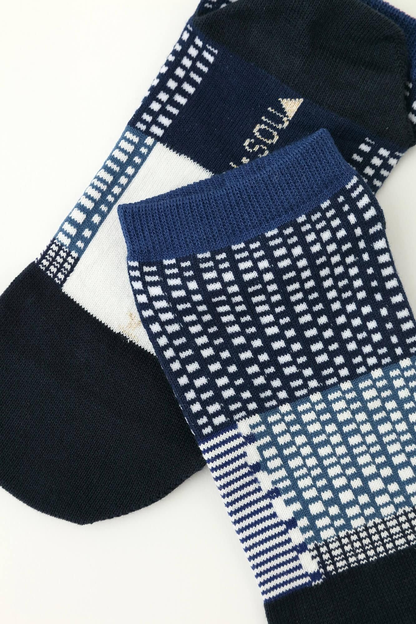 Round Toe Tabi Socks(Low-cut)/Lines and Dots Seiwa