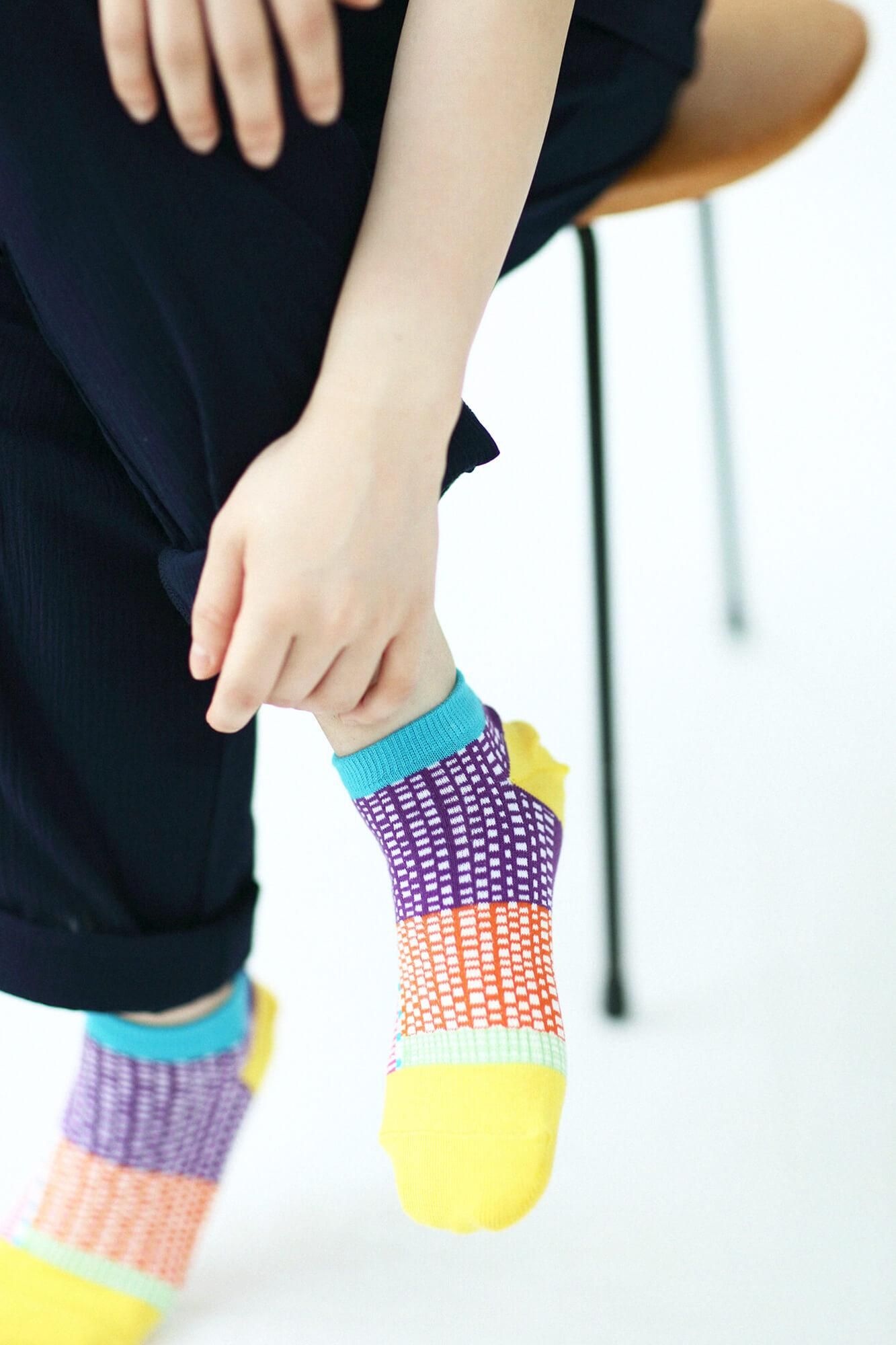 Round Toe Tabi Socks(Low-cut)/Lines and Dots Miyabi【Women Size Only】