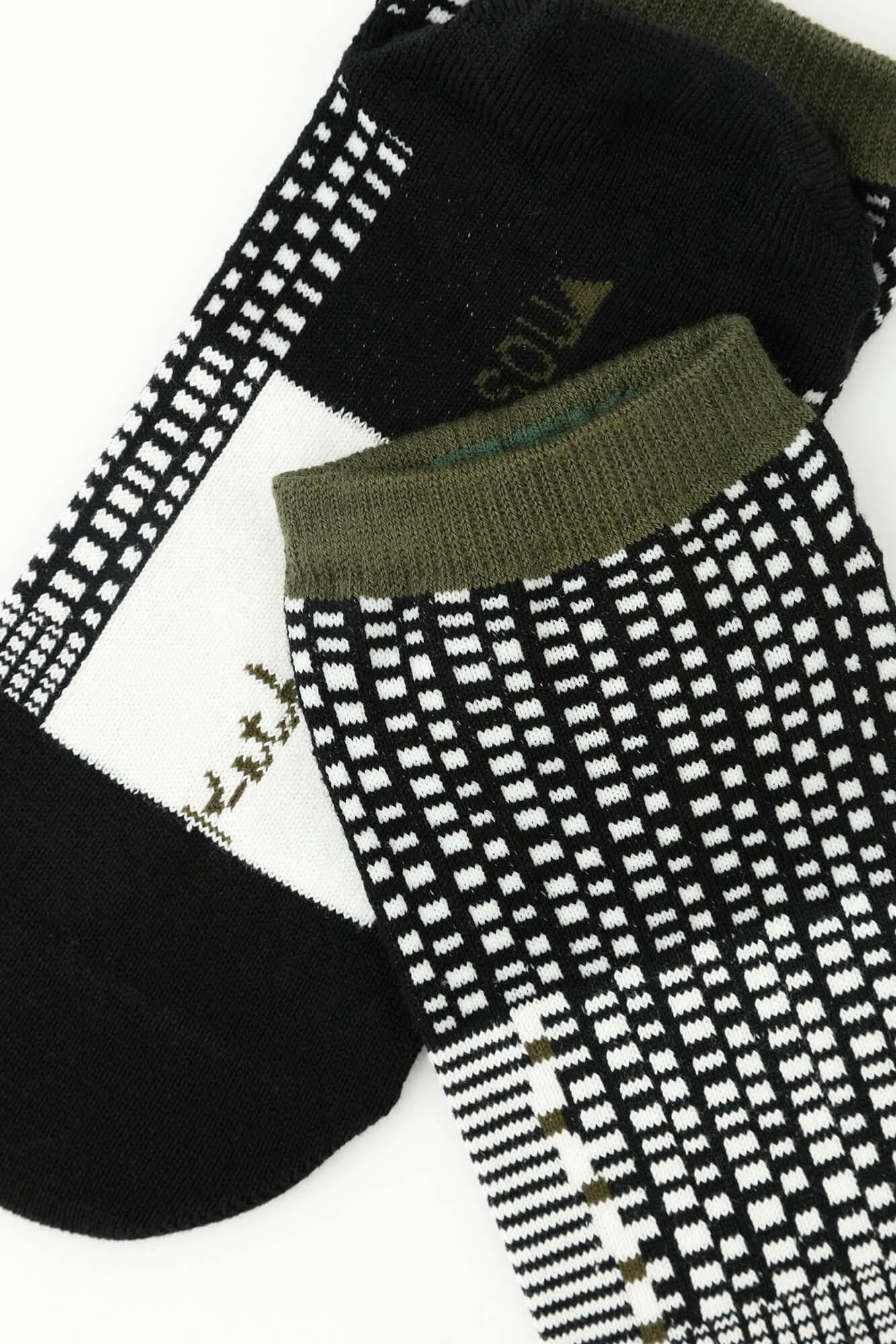 Round Toe Tabi Socks(Low-cut)/Lines and Dots Ink Black