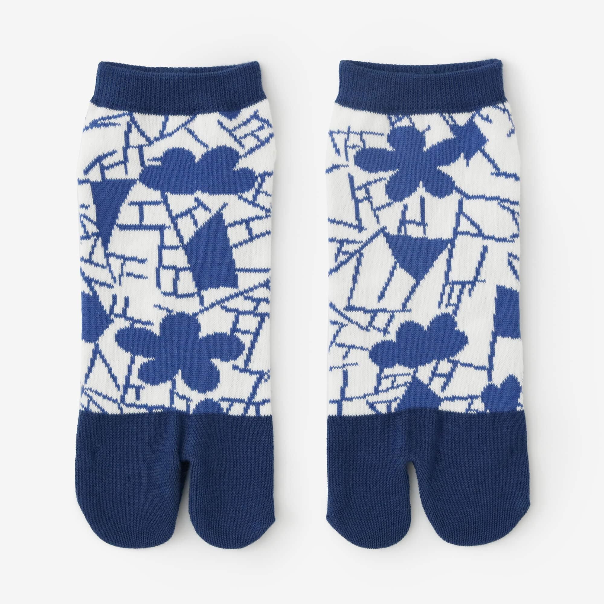 타비양말(Ank 길이) / 블렌딩 된 매실 꽃과 얼음이 많은 텍스트 (sometsugata ika hyouretsumon) 사본 (pressed) 【남・여성용】