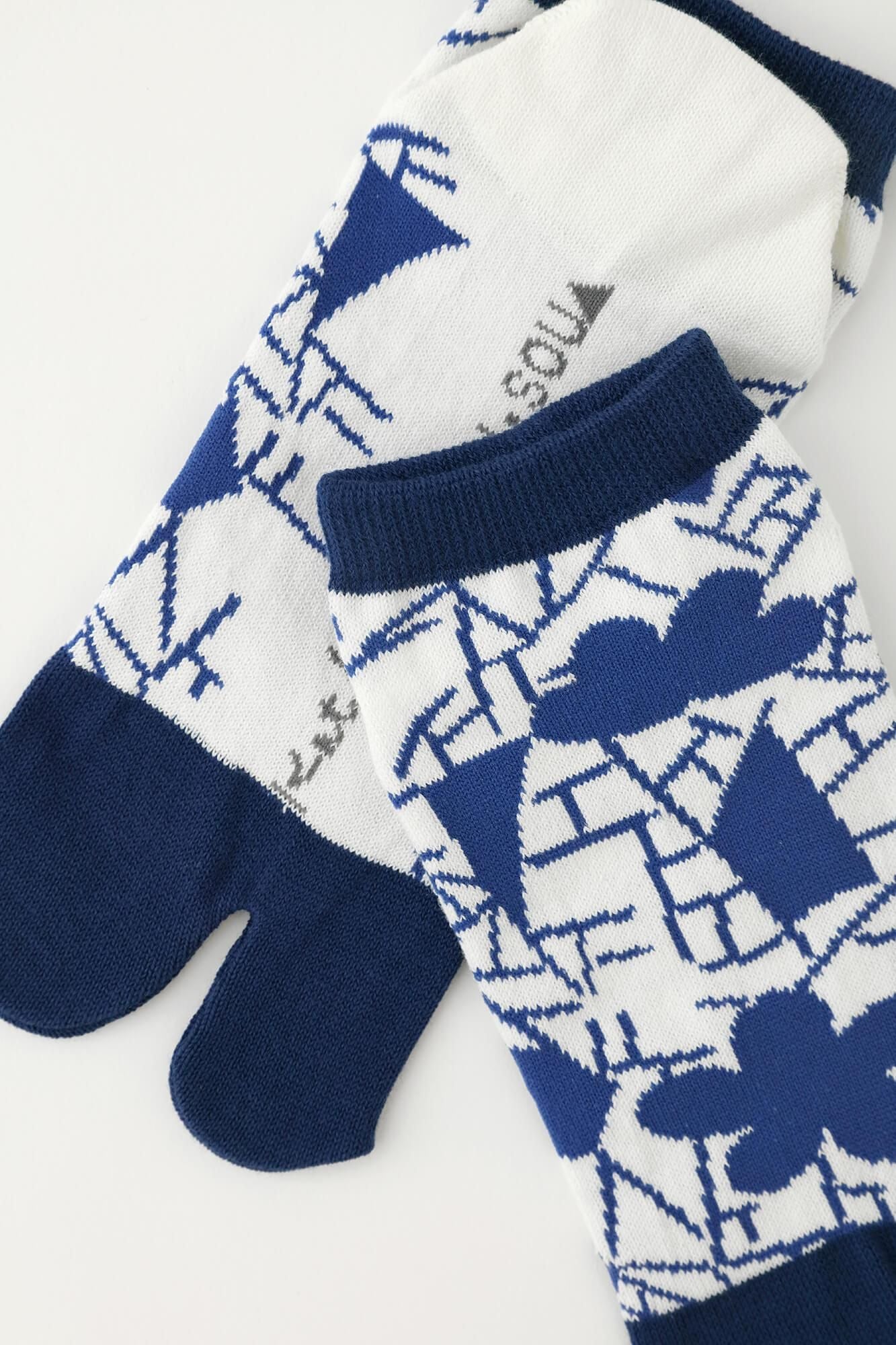 타비양말(Ank 길이) / 블렌딩 된 매실 꽃과 얼음이 많은 텍스트 (sometsugata ika hyouretsumon) 사본 (pressed) 【남・여성용】