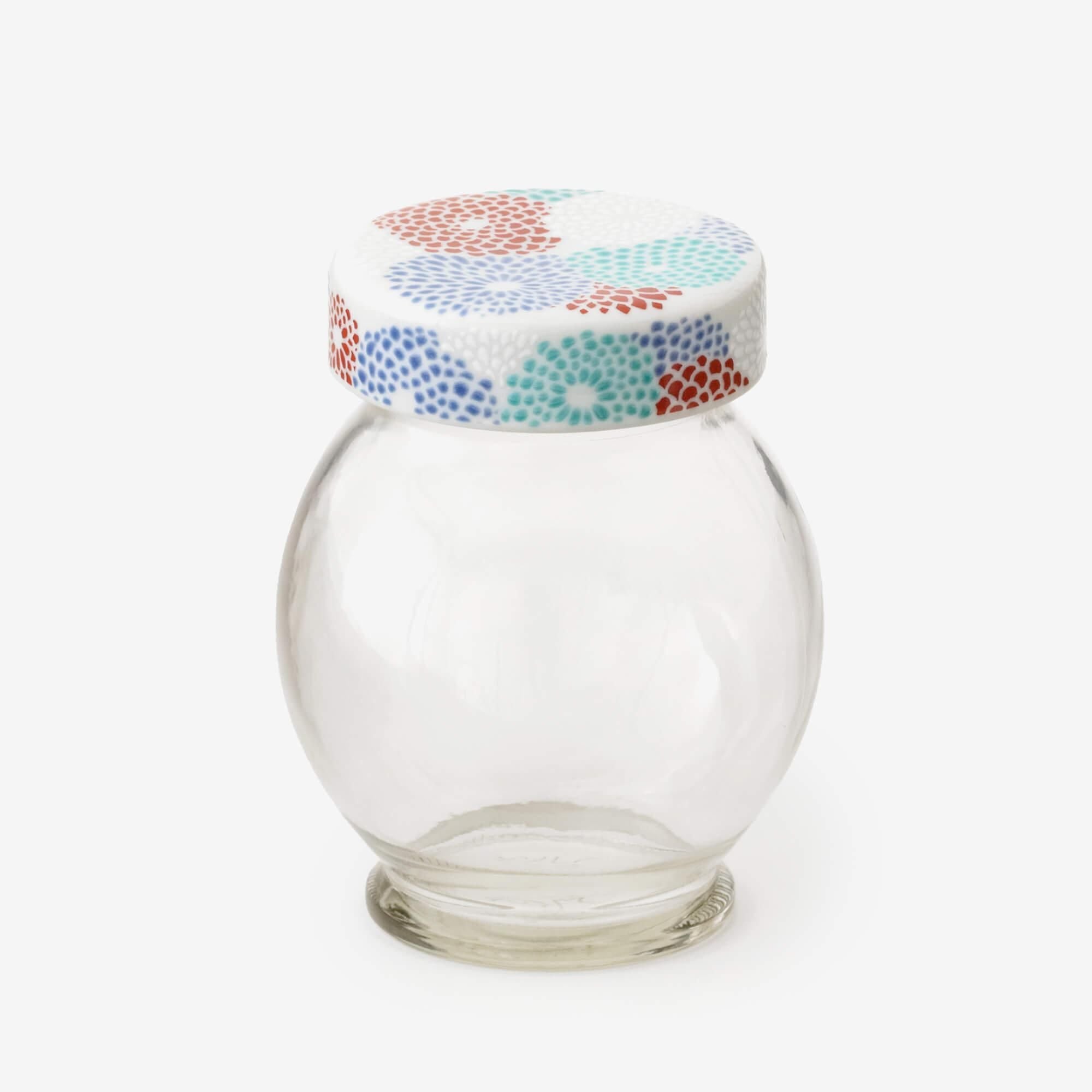 Kutani ware pattern lid & glass bottle Round bottle / Chrysanthemum