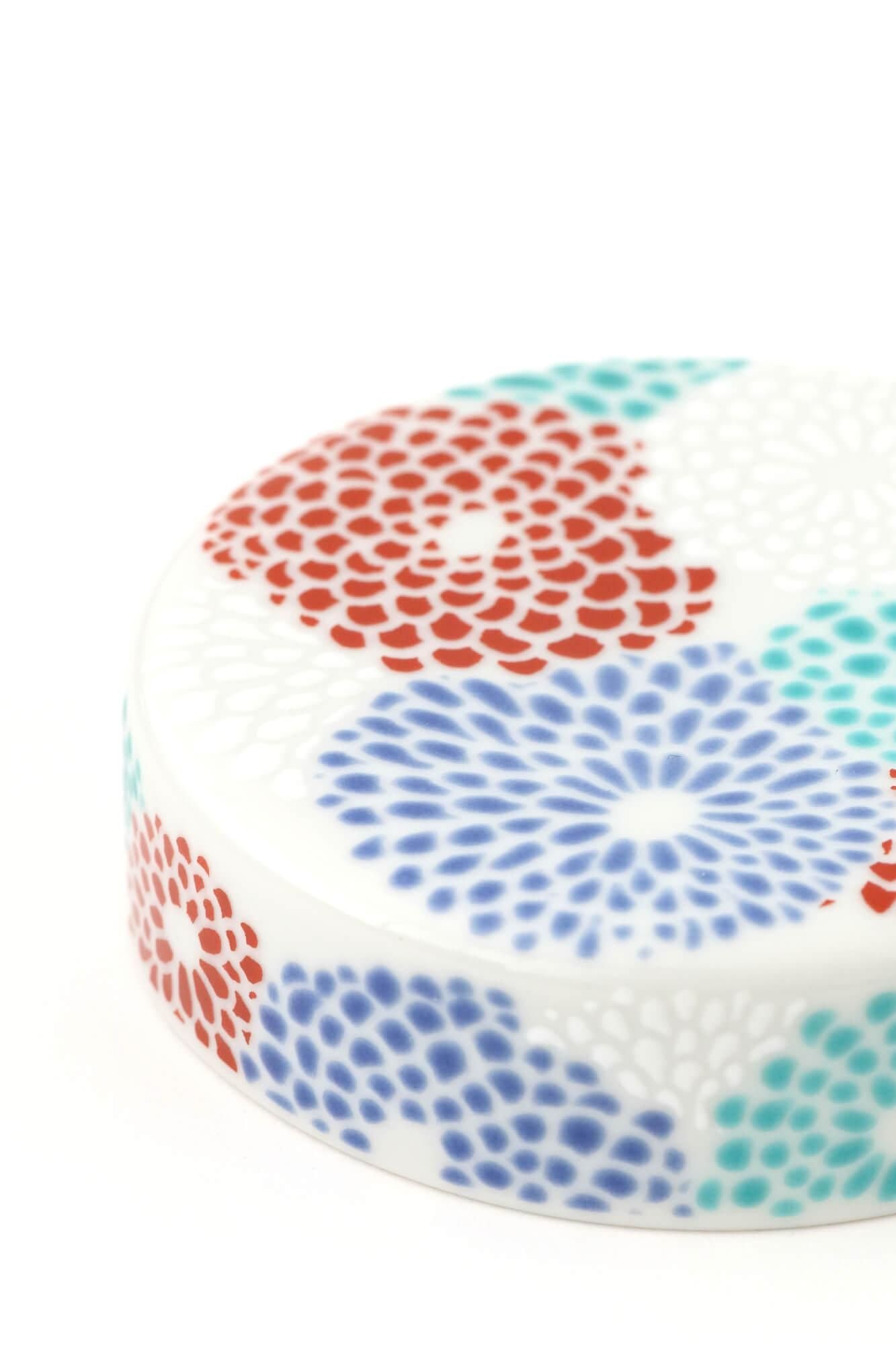 Kutani ware pattern lid & glass bottle Round bottle / Chrysanthemum