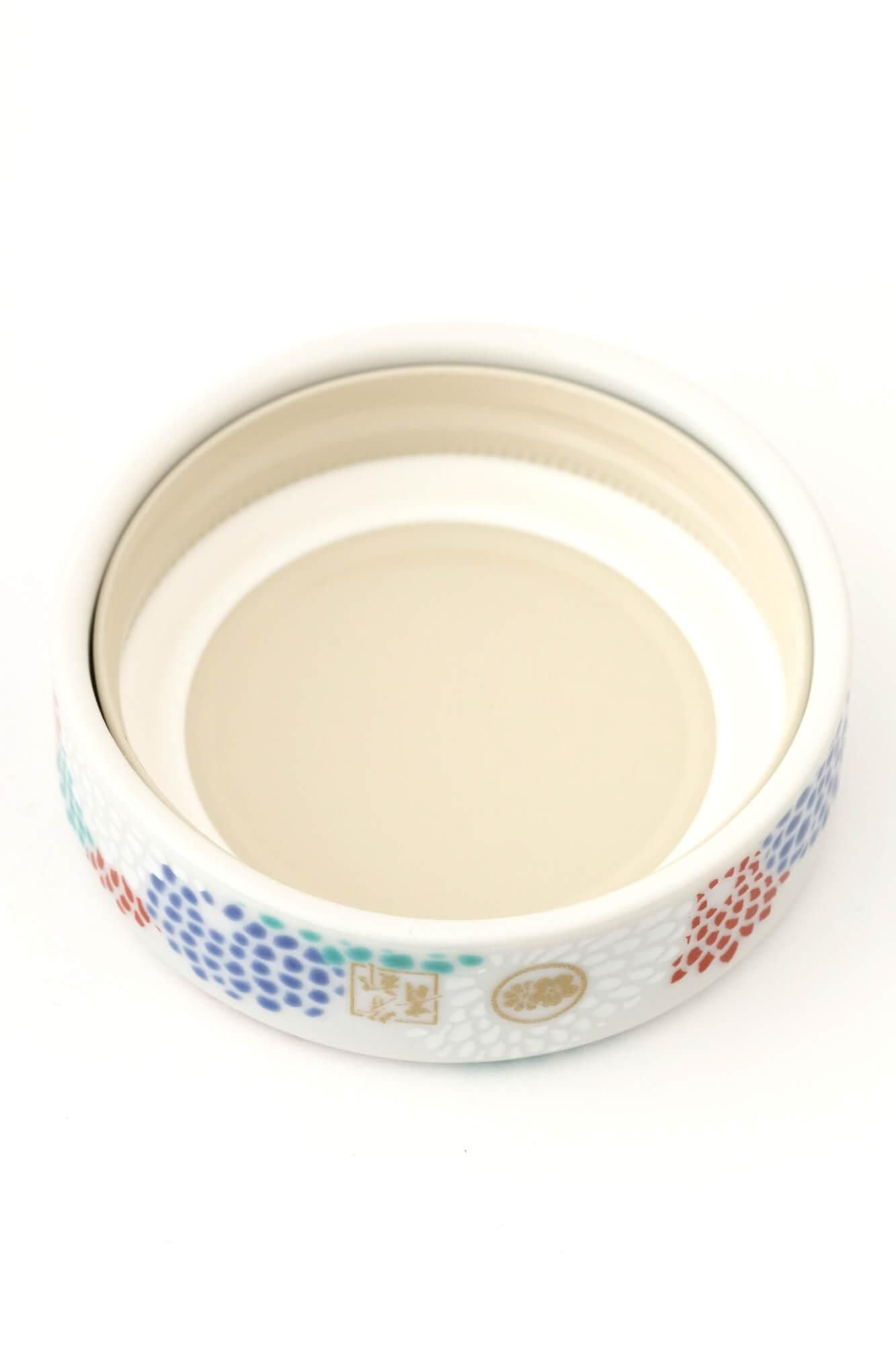 Kutani ware pattern lid & glass bottle Round bottle / Chrysanthemum