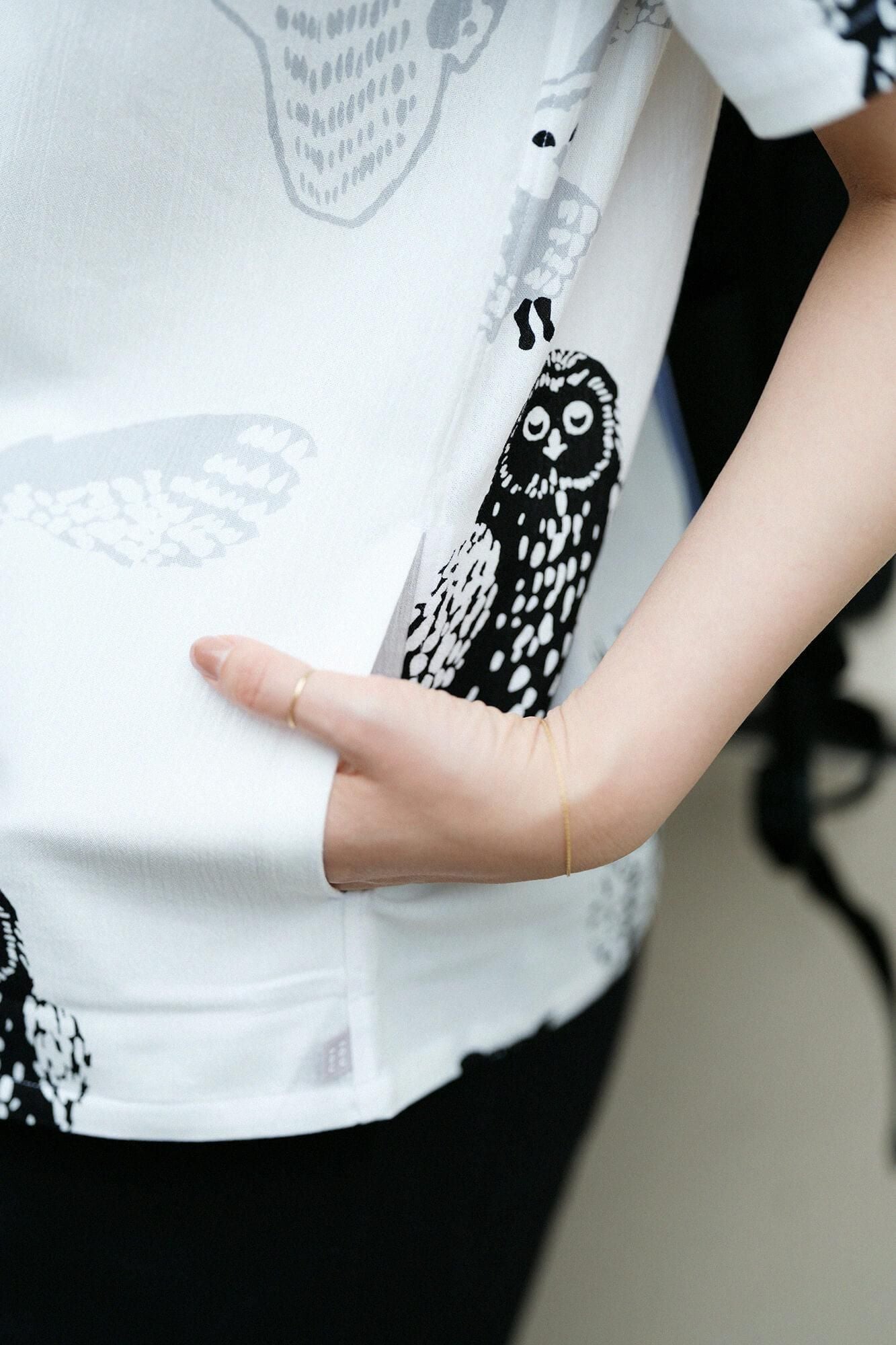 高島縮棉 20/20 立領 短袖襯衫 SP/貓頭鷹