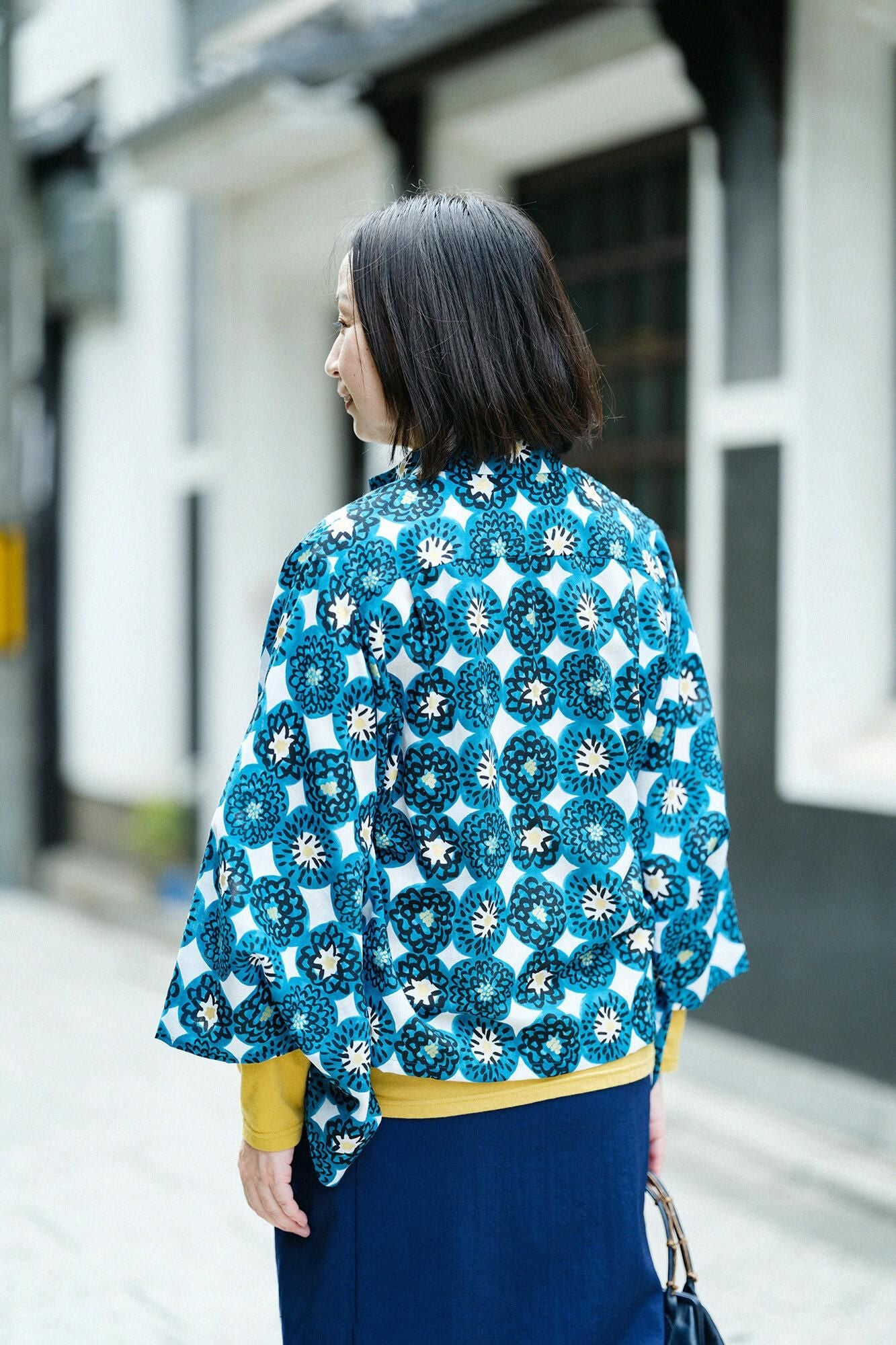 Muslin Wool Kimono Sleeve Blouse / Winter Chrysanthemum