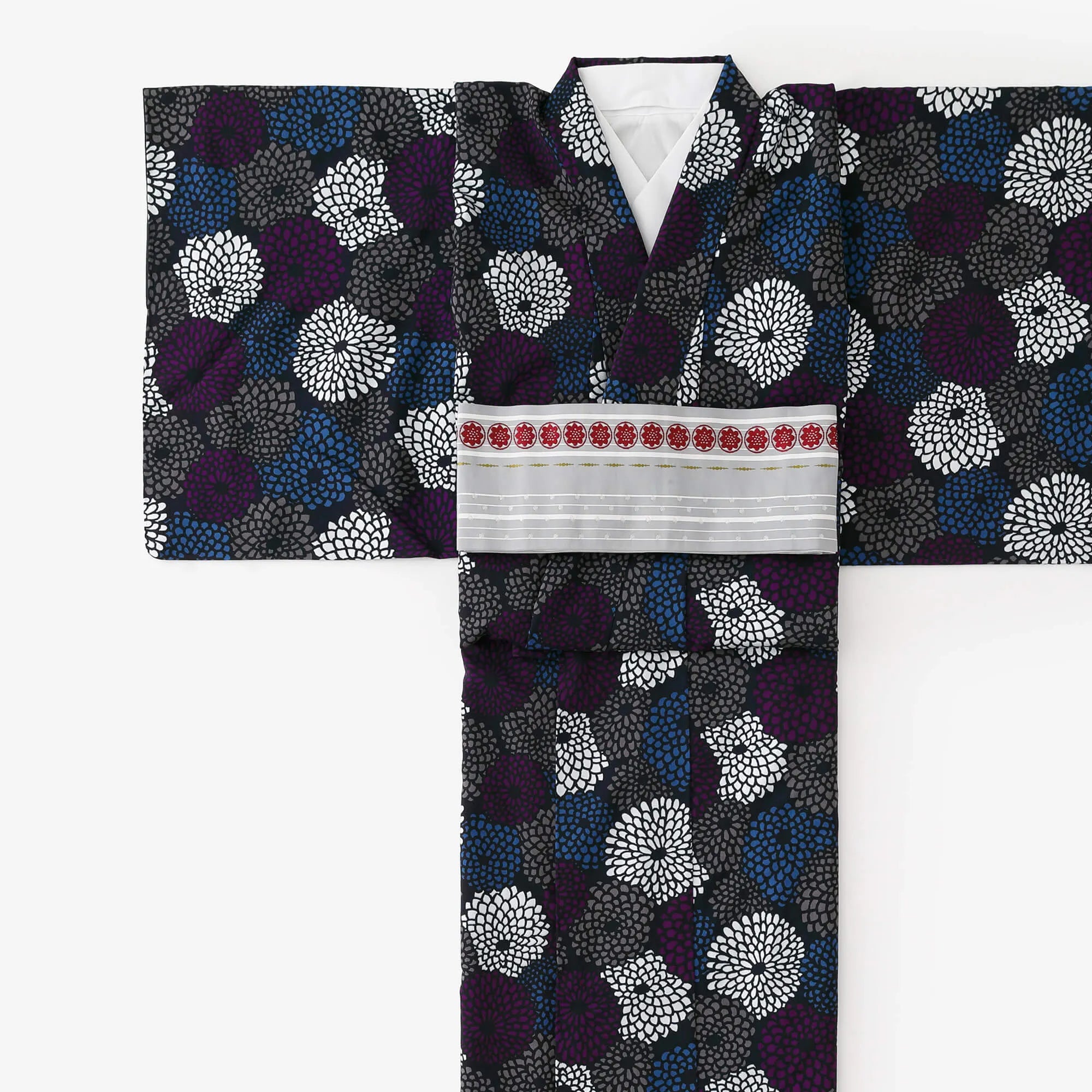 お仕立て付き】モスリン 着物（総裏仕立て）／菊づくし 夜来（よごろ