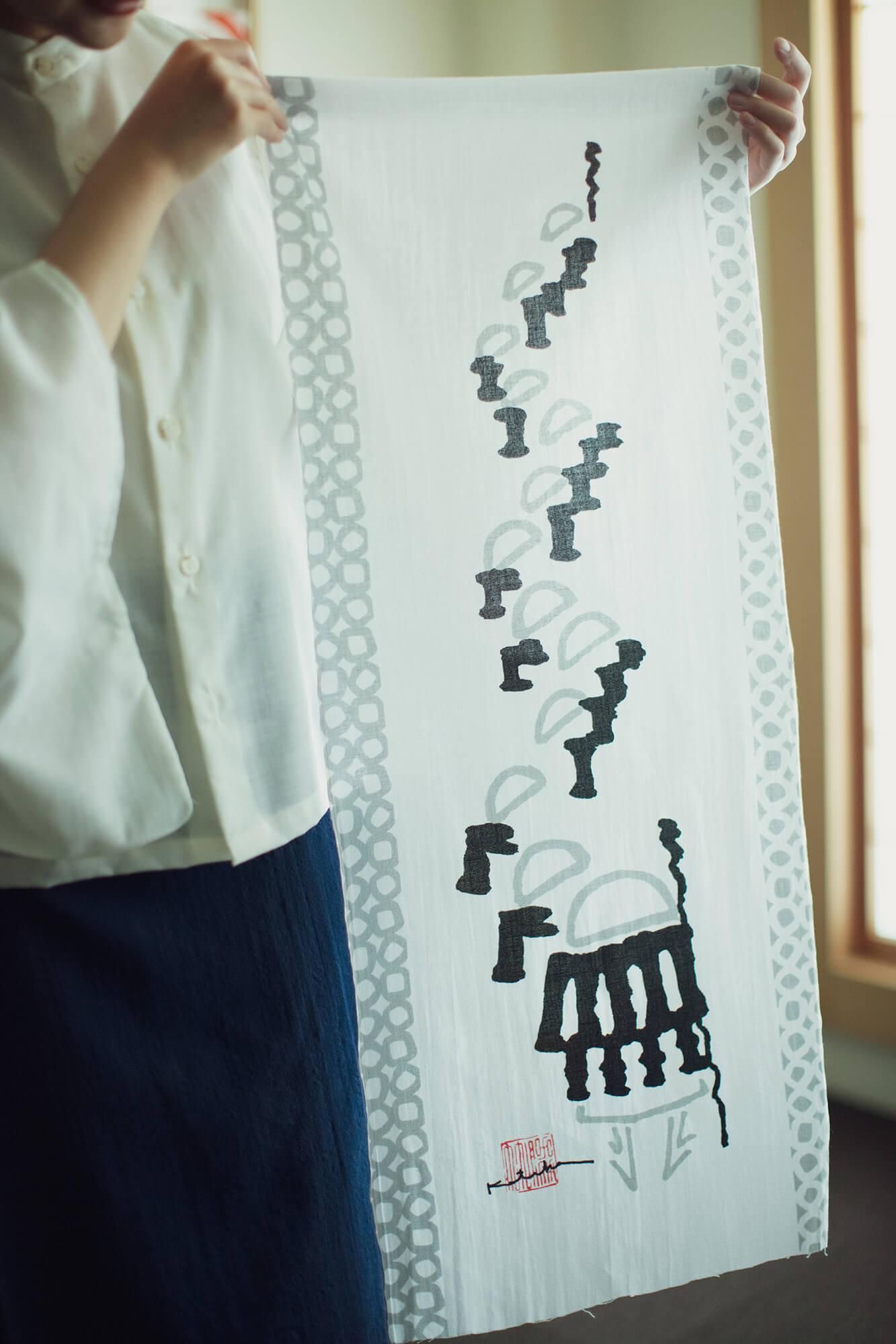 Isemomen Cotton Textile Handkerchief / Nantenbo-Procession of monks-Recreation "Going" (Ou)