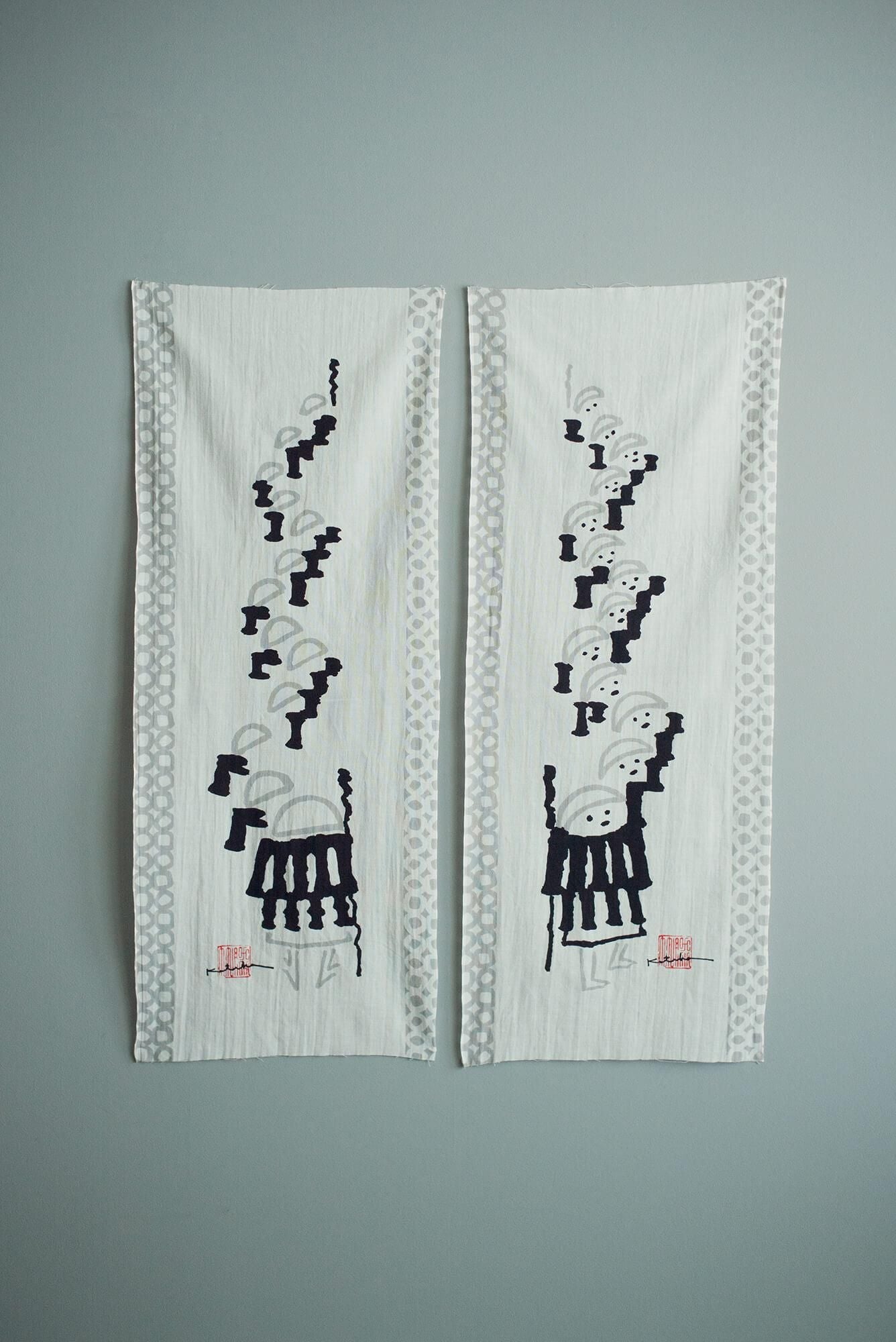 Isemomen Cotton Textile Handkerchief / Nantenbo-Procession of monks-Recreation "Going" (Ou)