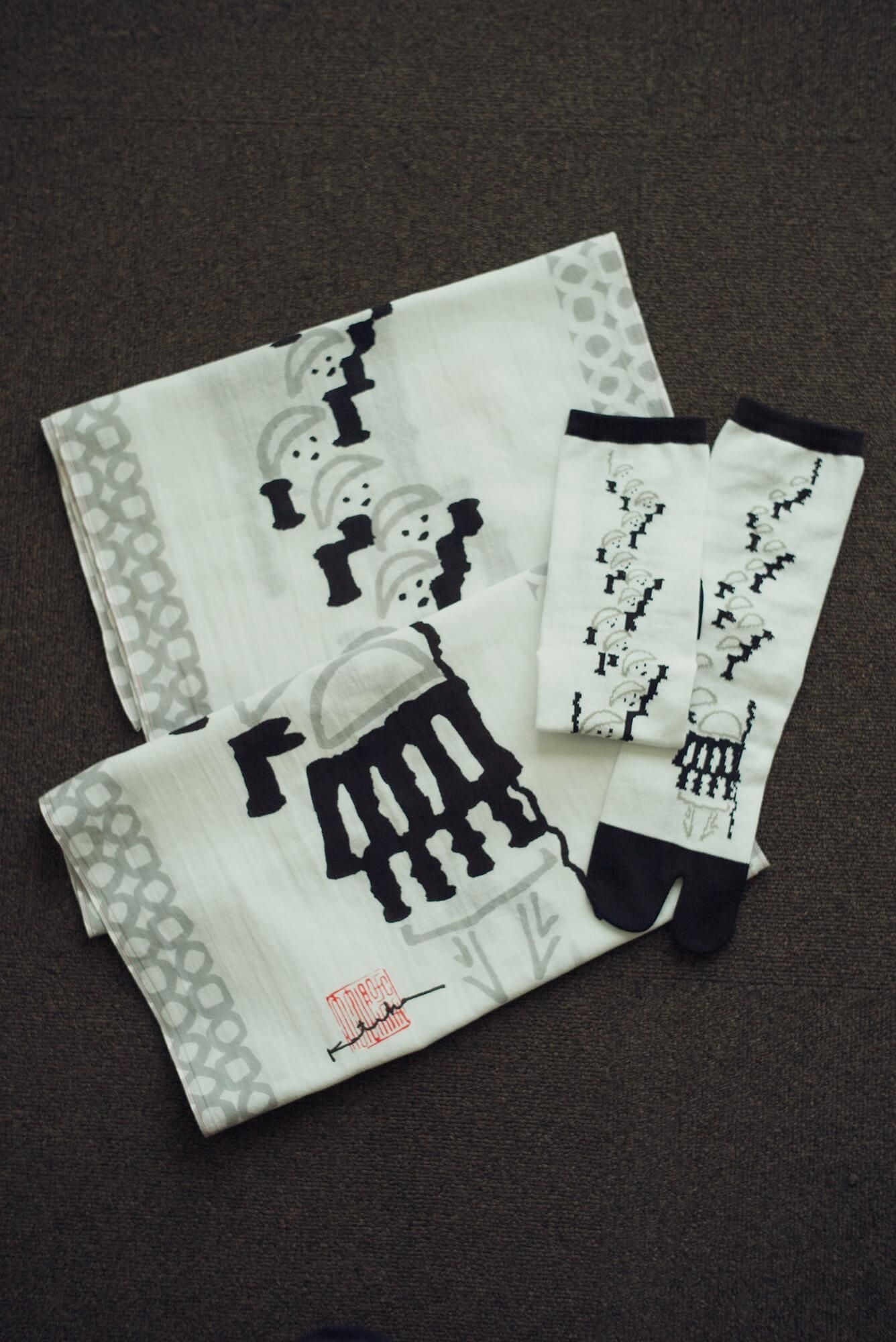 Isemomen Cotton Textile Handkerchief / Nantenbo-Procession of monks-Recreation "Return" (Kan)