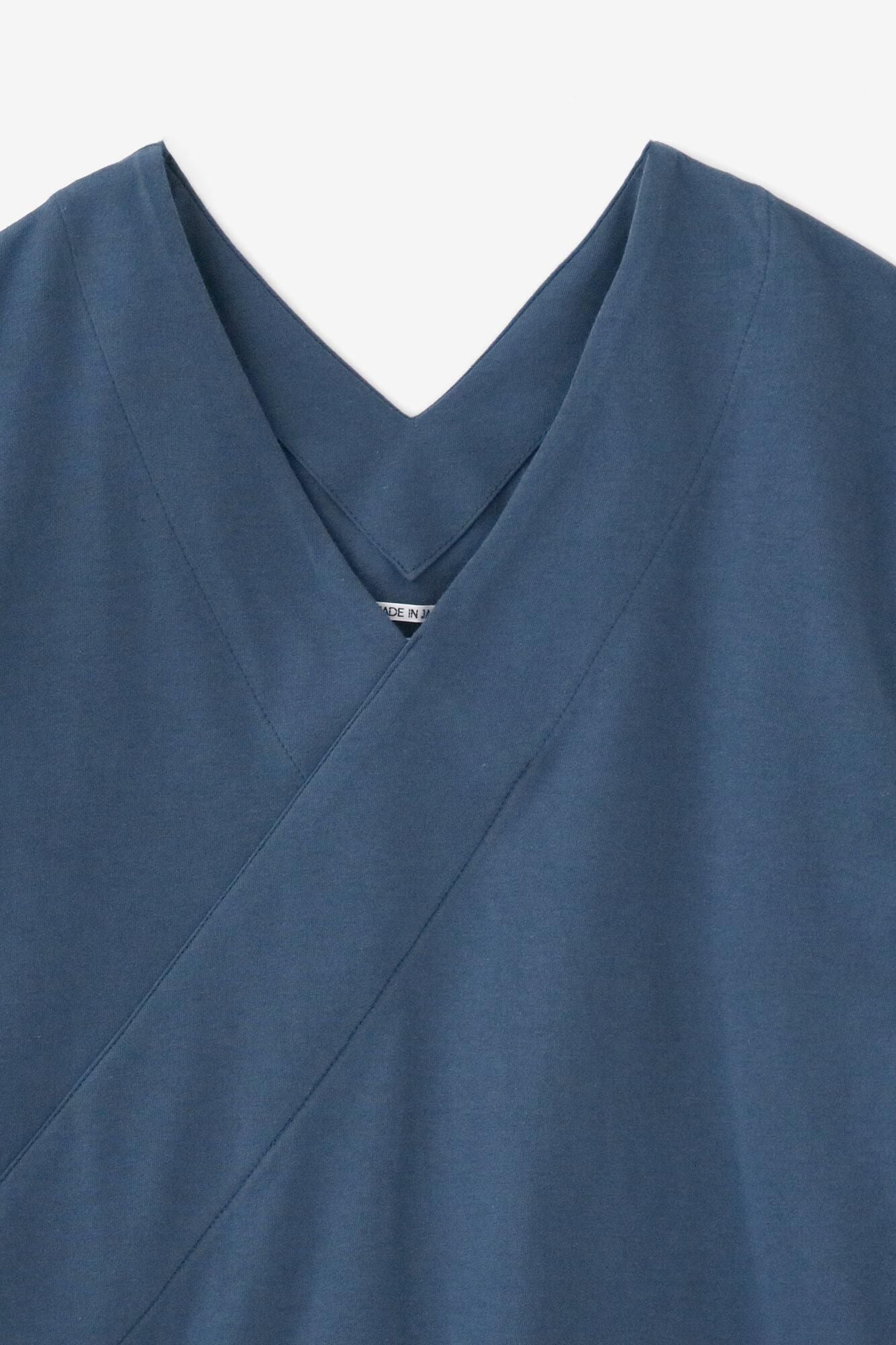 長袖V領上衣/暗藍色