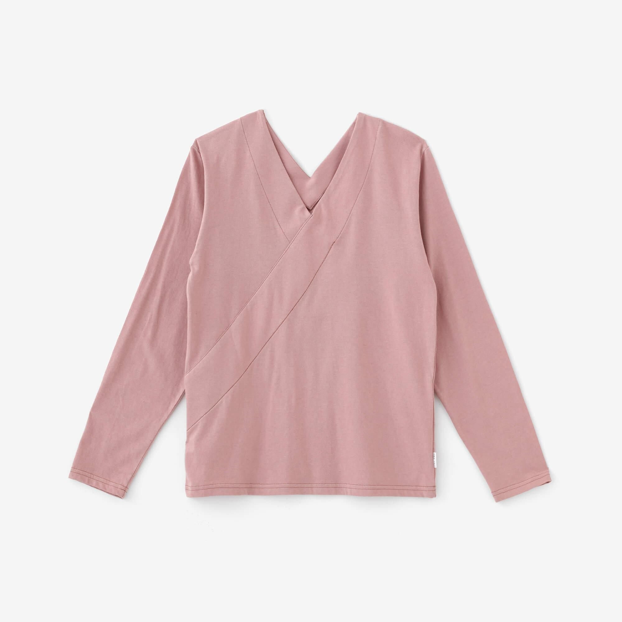 V-neck Shirt Long Sleeve / Light Pink