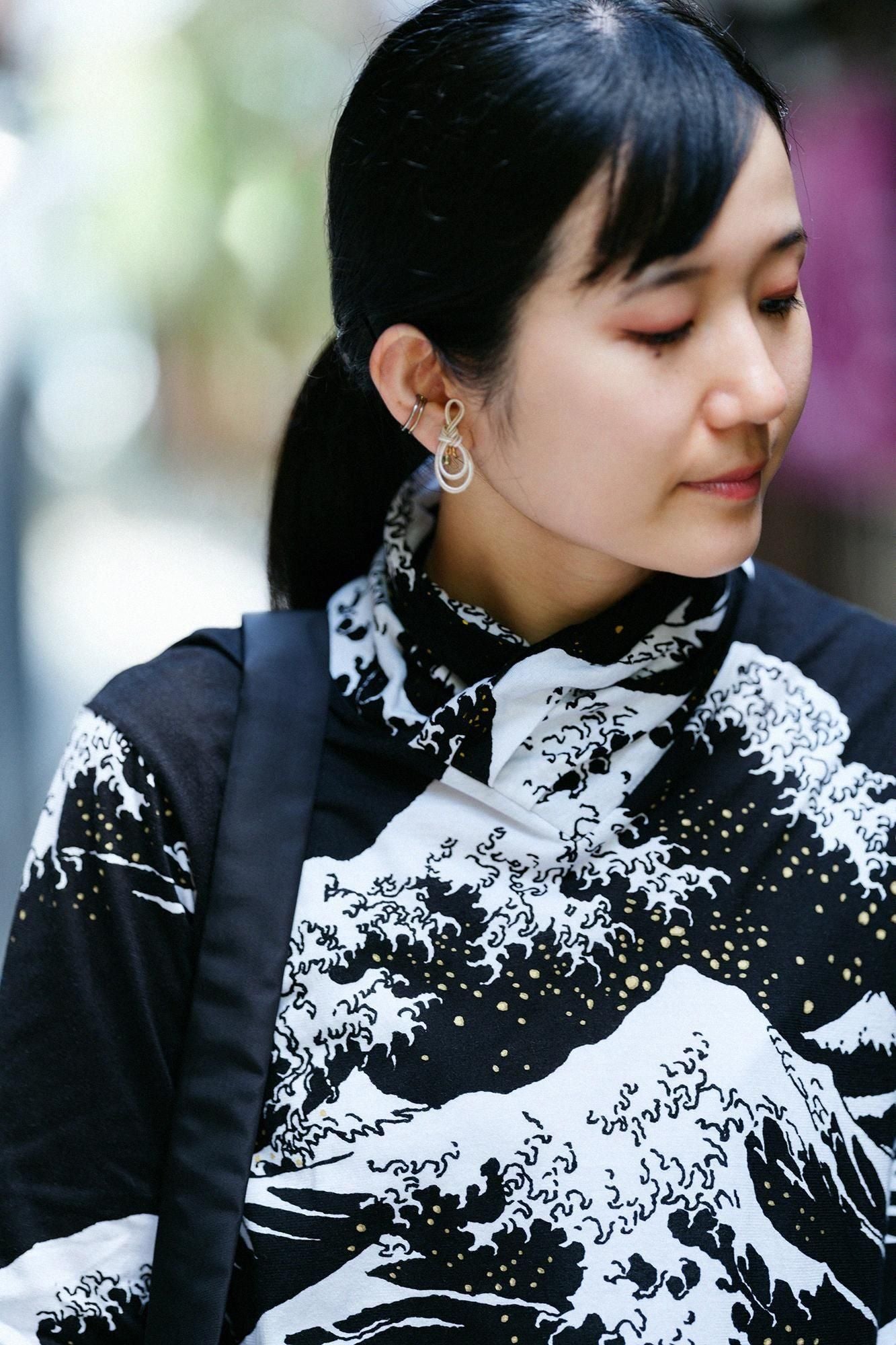 衿巻ジバン/北斎(ほくさい) 神奈川沖浪裏(かながわおきなみうら) 写し(うつし)