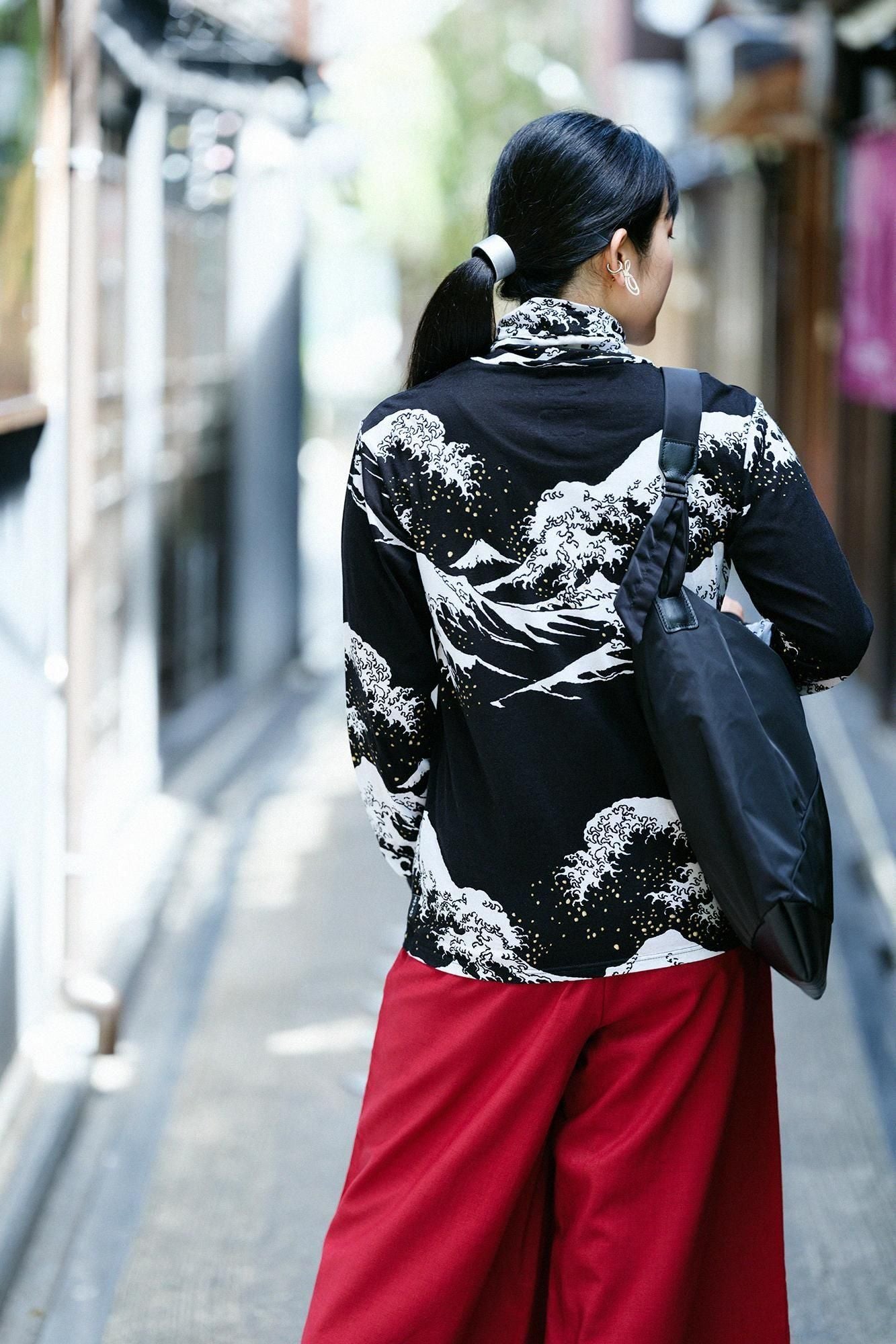 衿巻ジバン/北斎(ほくさい) 神奈川沖浪裏(かながわおきなみうら) 写し(うつし)