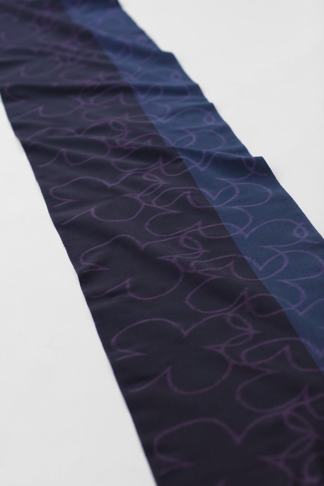 Textile sold in cuts (Kurume Kasuri) / Happiness Black<50cm>