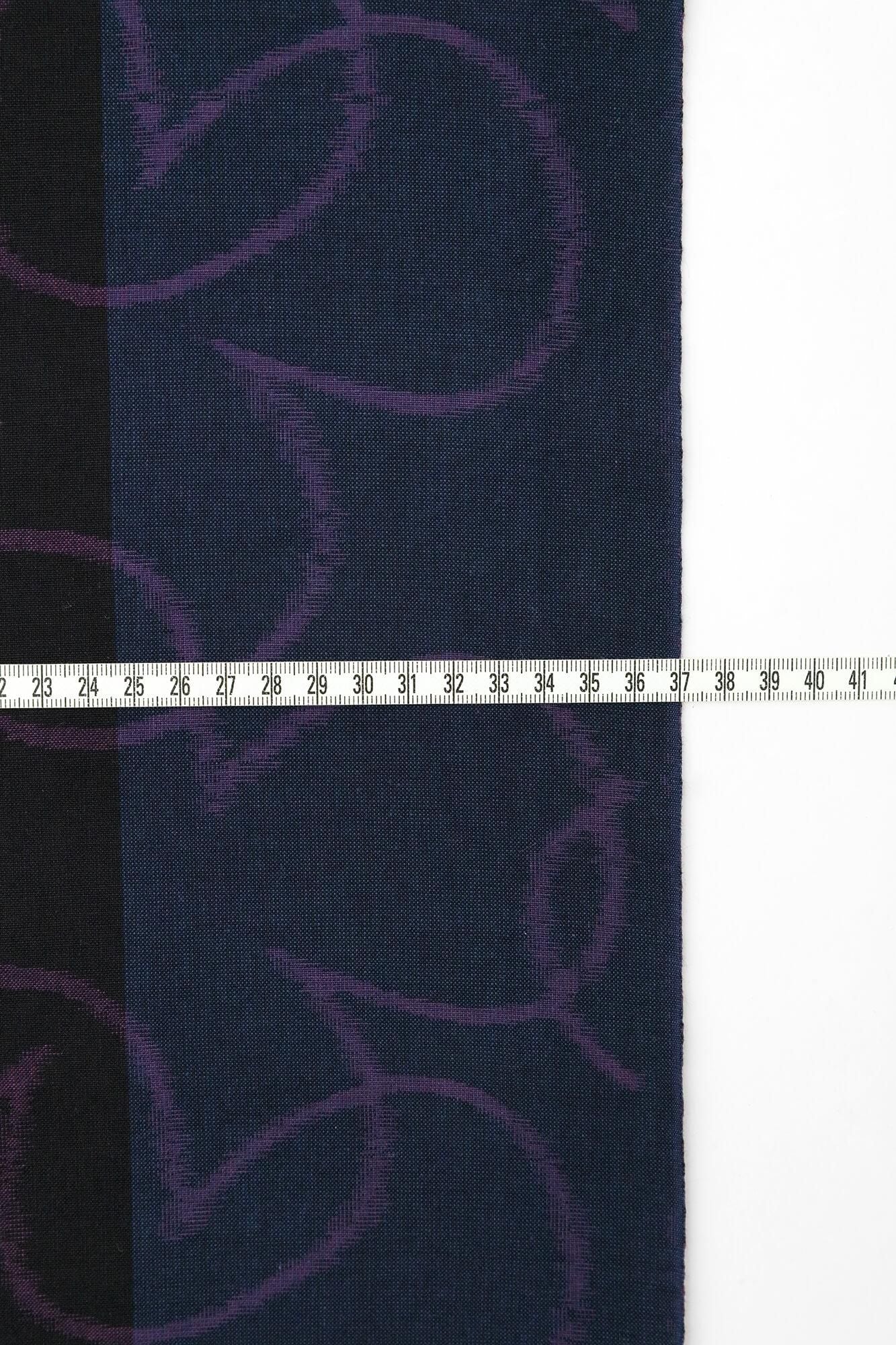 Textile sold in cuts (Kurume Kasuri) / Happiness Black<50cm>