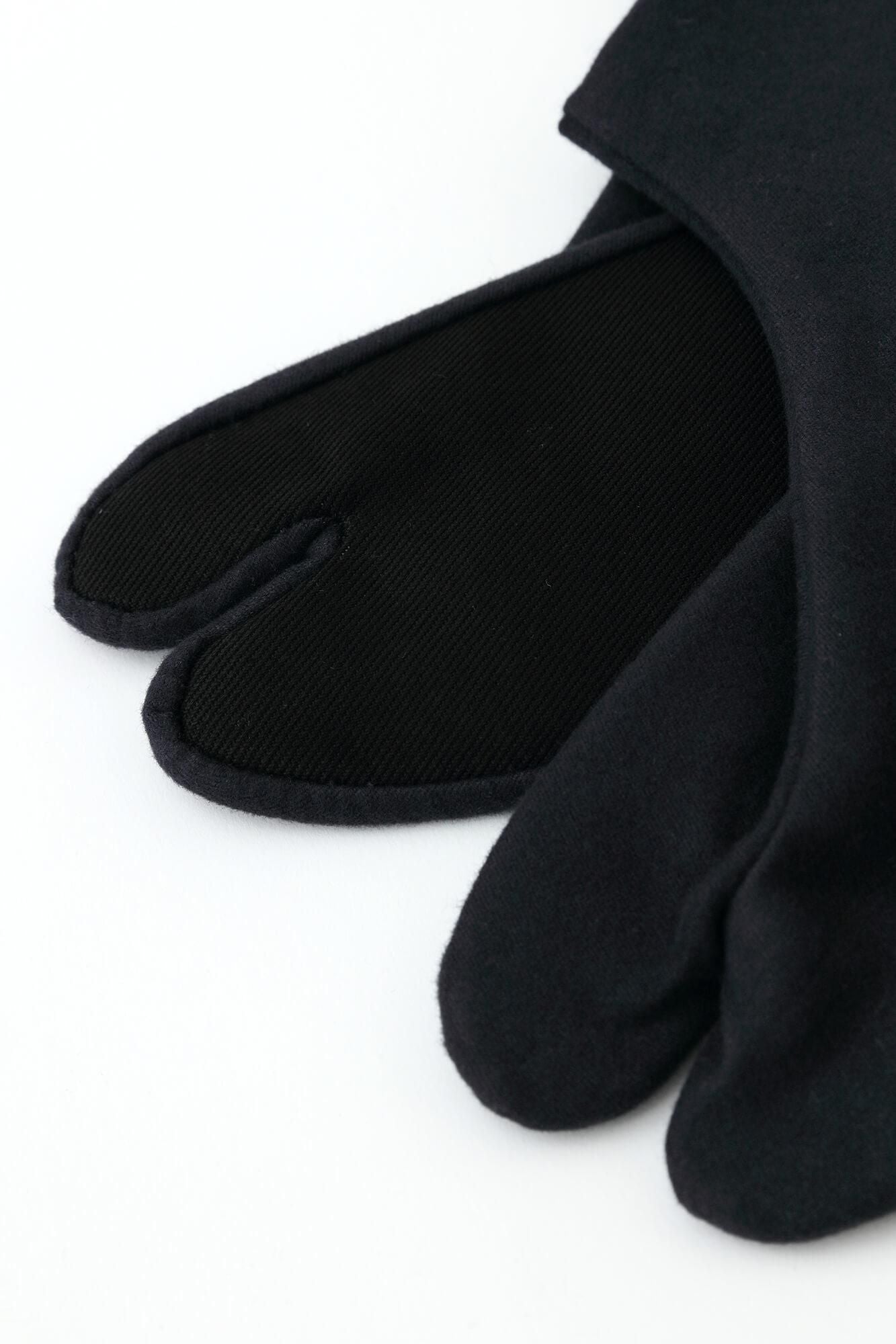 斜紋厚絨布 室內分趾足袋襪/黑色