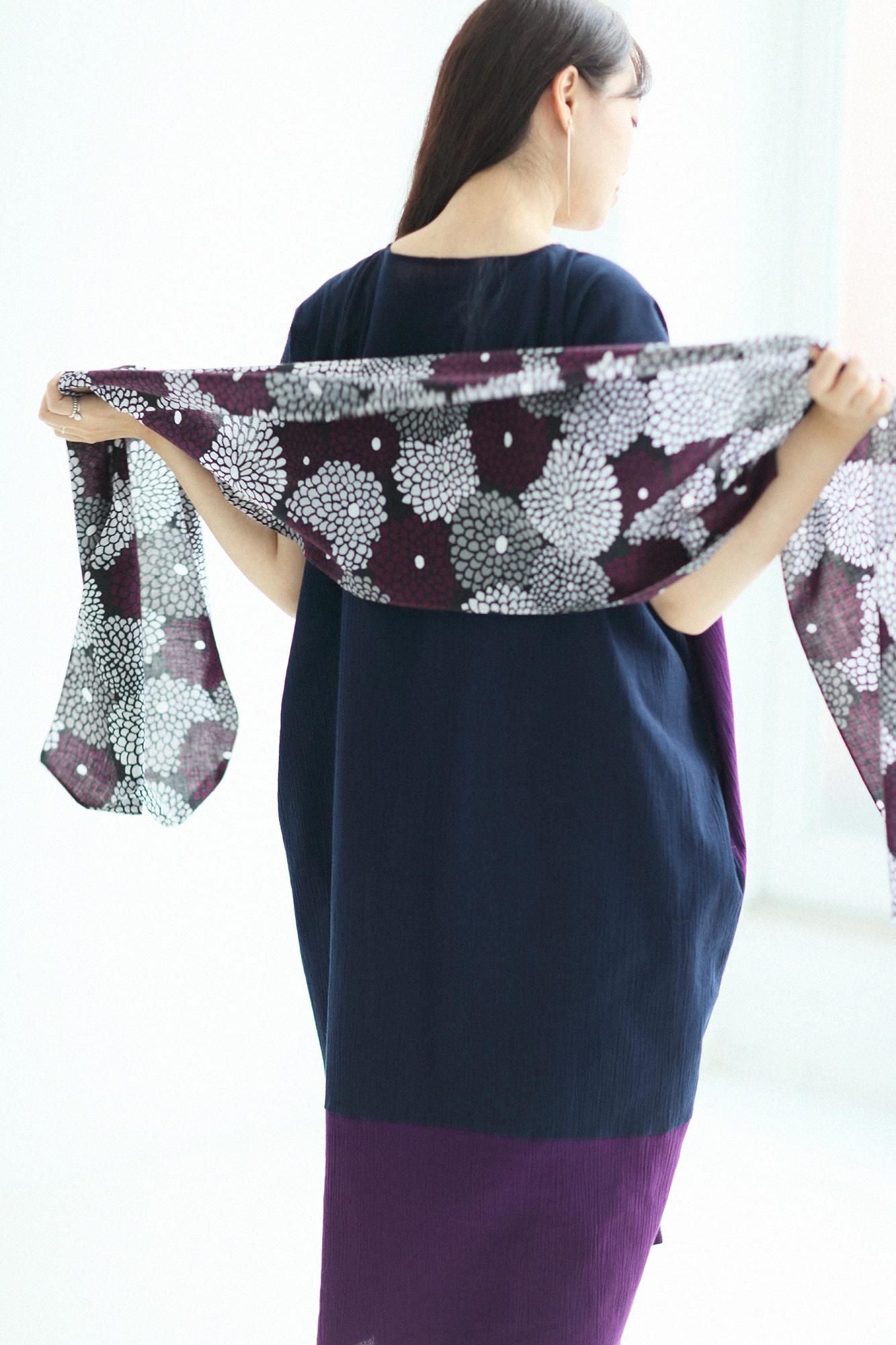 伊勢木棉 圍巾/全菊 黑色2