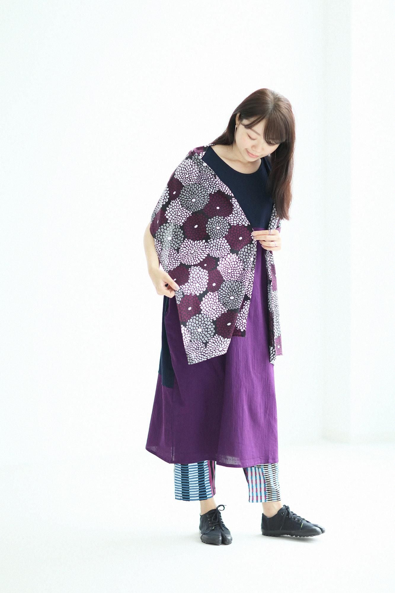 伊勢木棉 圍巾/全菊 黑色2