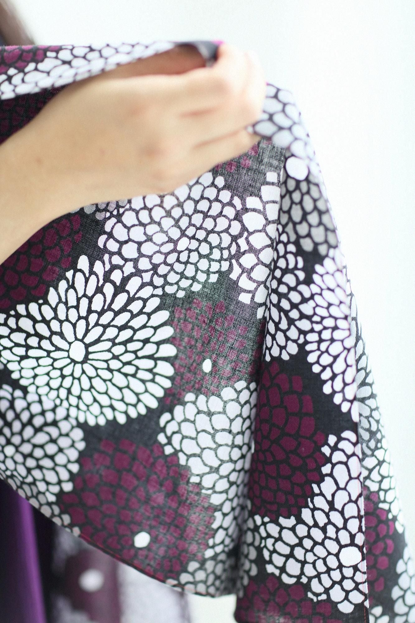 伊勢木棉 圍巾/全菊 黑色2