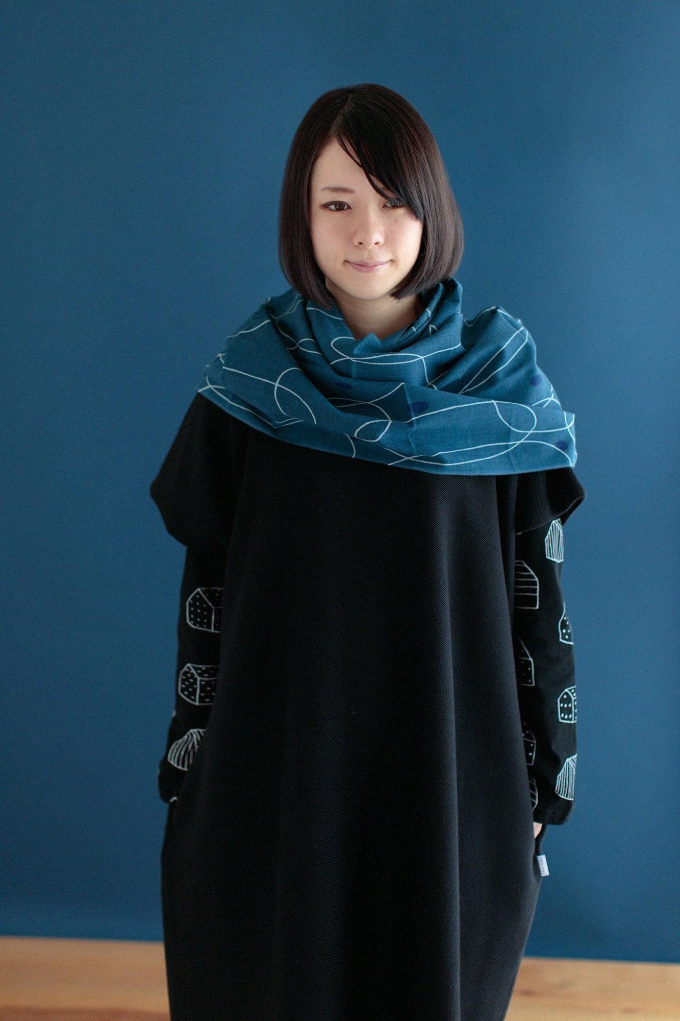 伊勢木棉圍巾/橡皮筋 灰綠色2