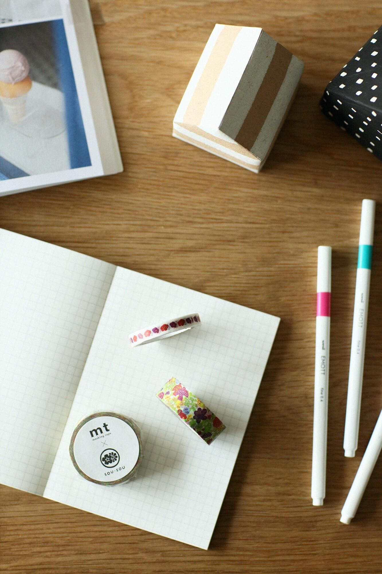 【net限定】SOU・SOU×mt テキスタイル・マステ/花椿(はなつばき)【0.7cm幅】