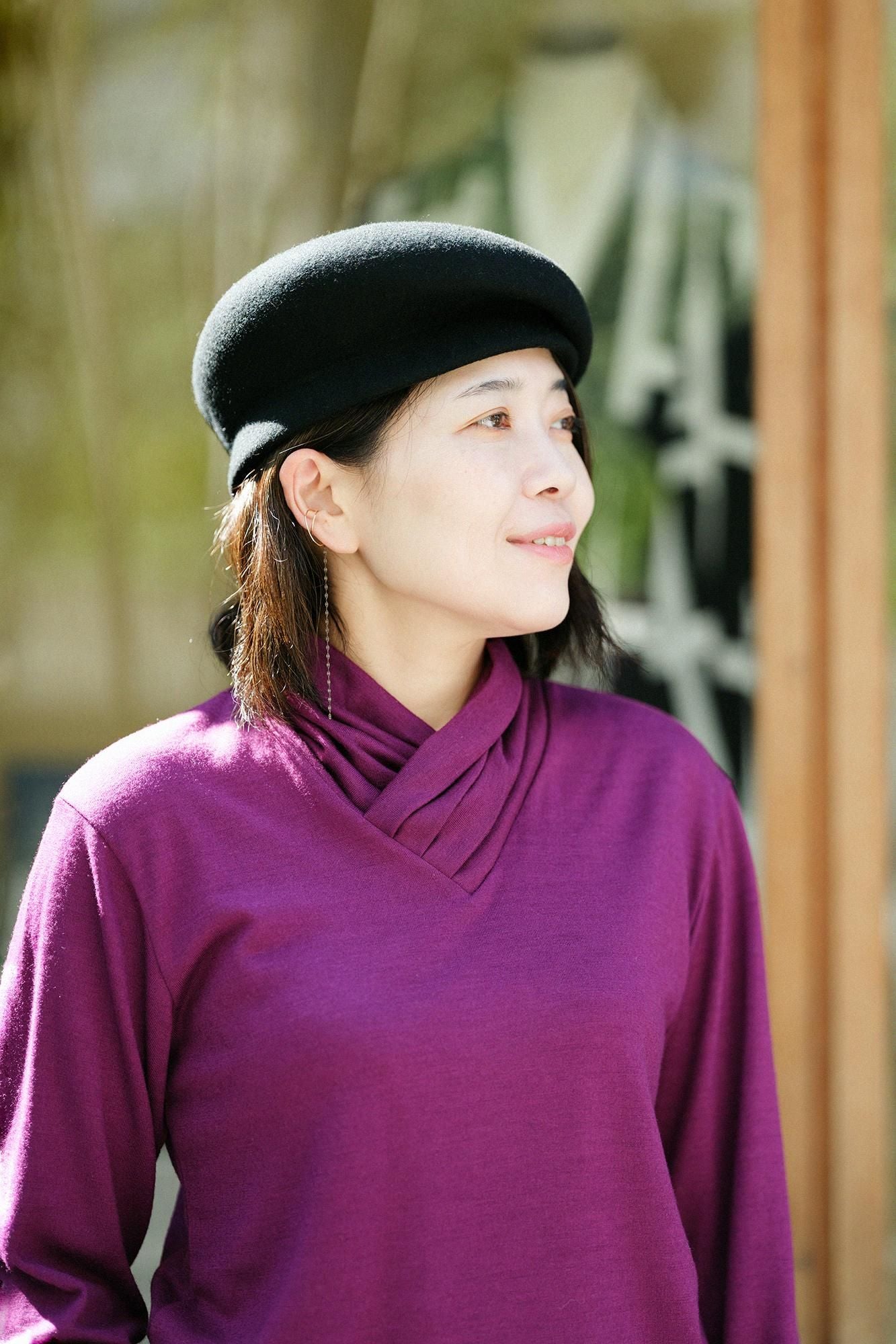 워셔블 울 천축 에리마키지반/다홍색