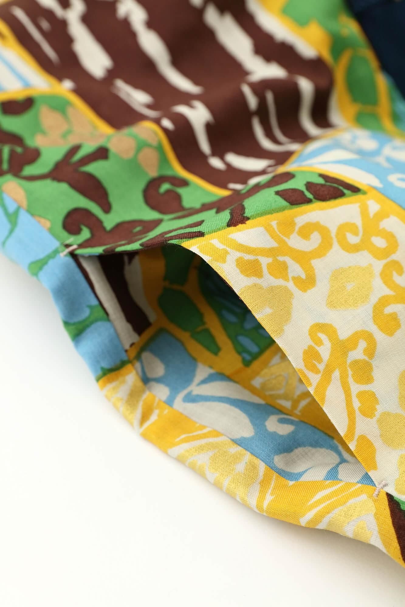 【net Limited】Muslin Wool Rectangular Sleeve Coat with Lining / Dark Blue×Patchwork Kimono of Uesugi Kenshin Family-Recreation