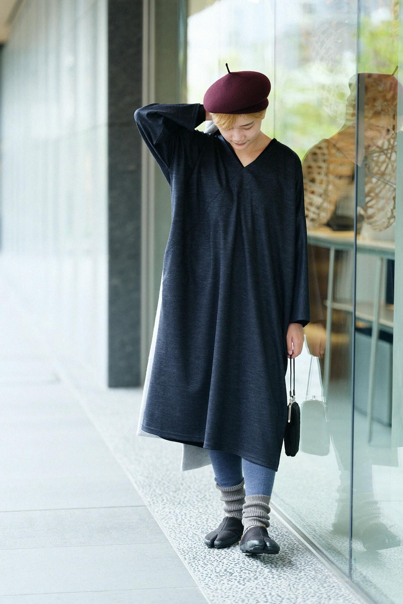 針織 襪套/灰藍色2