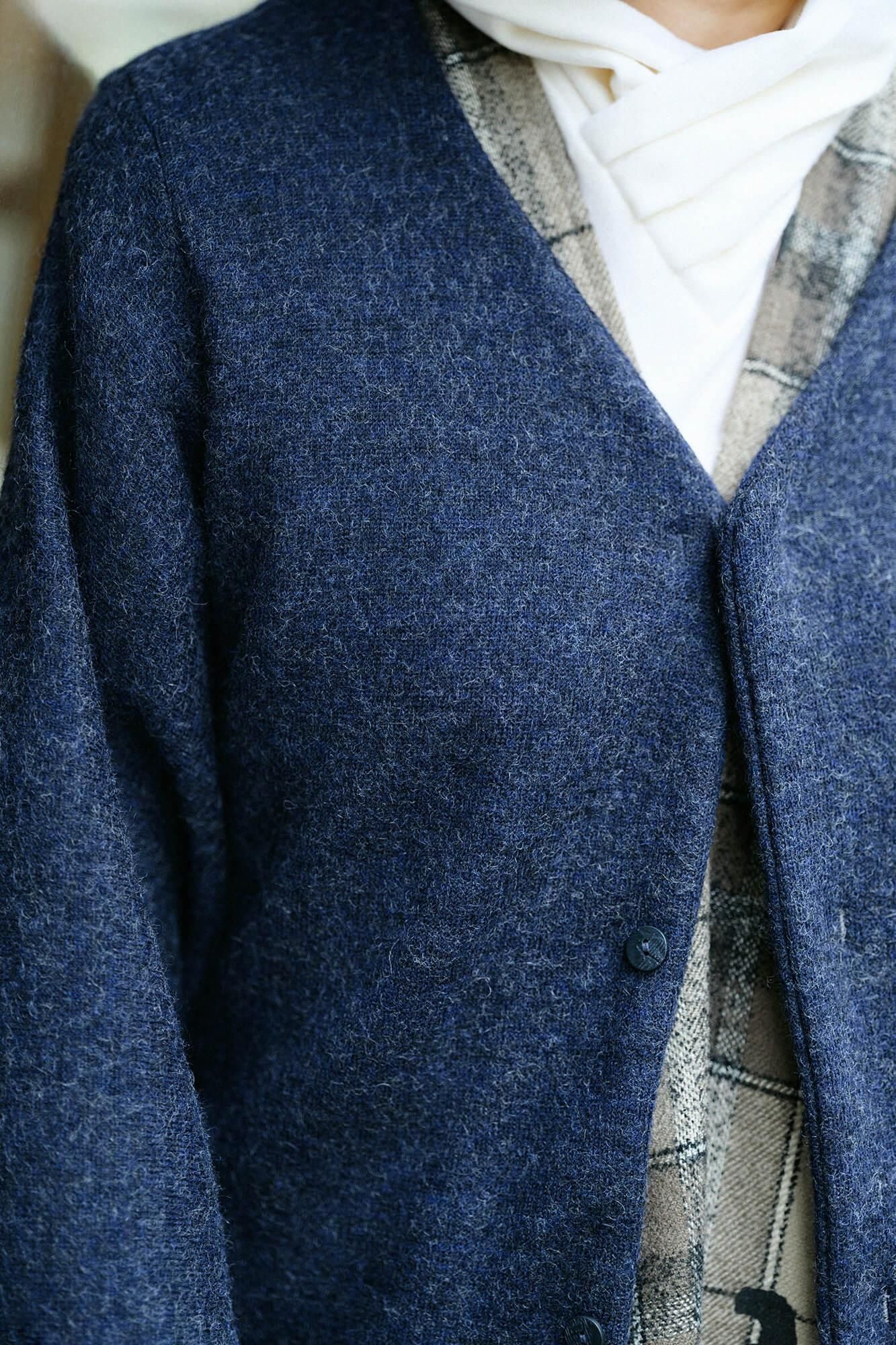 雙層針織 圓弧袖伯爵外套/深藍色2