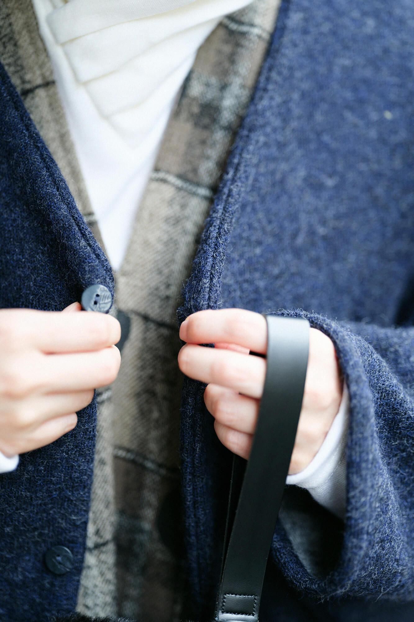 雙層針織 圓弧袖伯爵外套/深藍色2