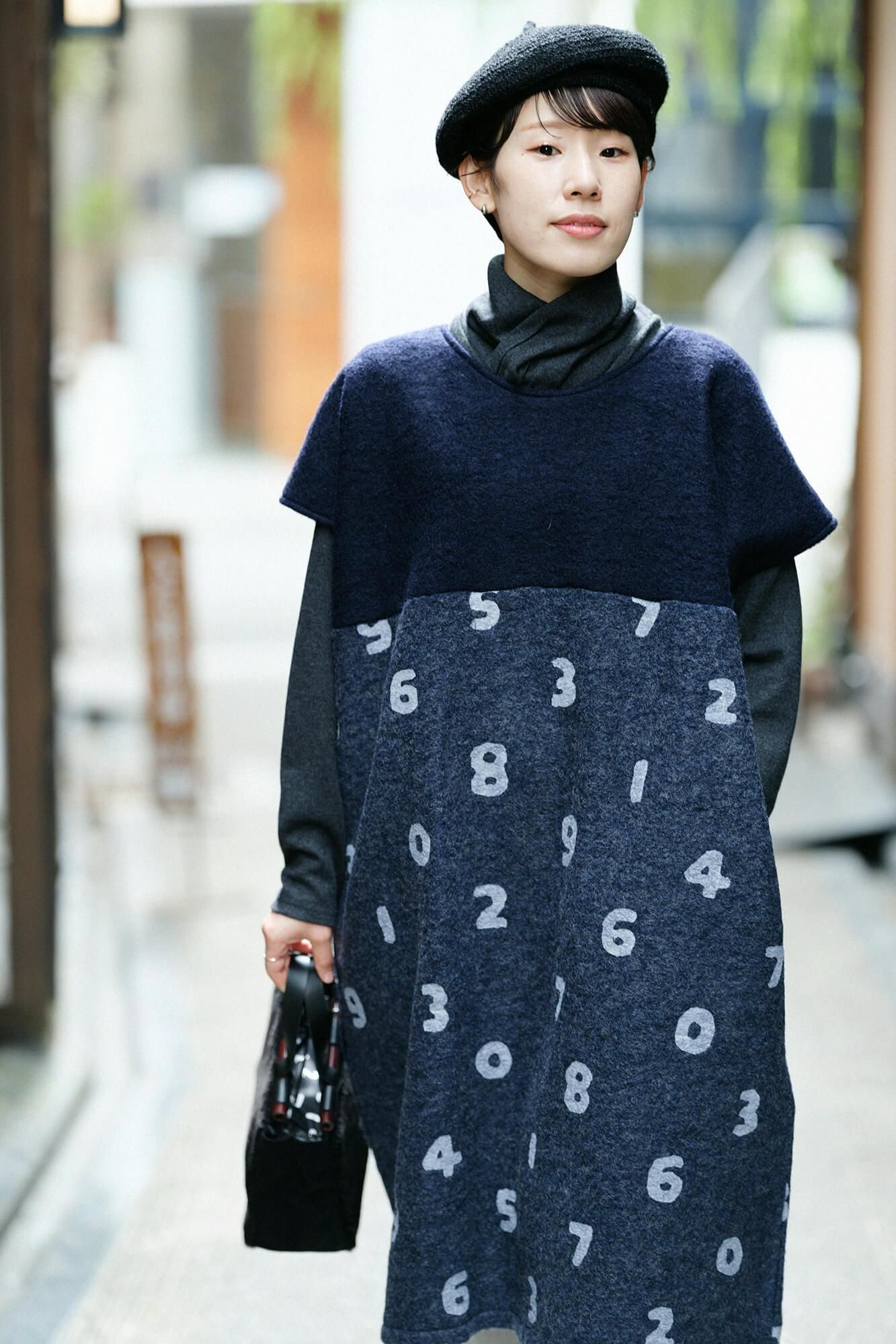 【net限定】舶來羅紗呢絨 長方形洋裝 雙色/深藍色 x SO-SU-U十數 灰藍色