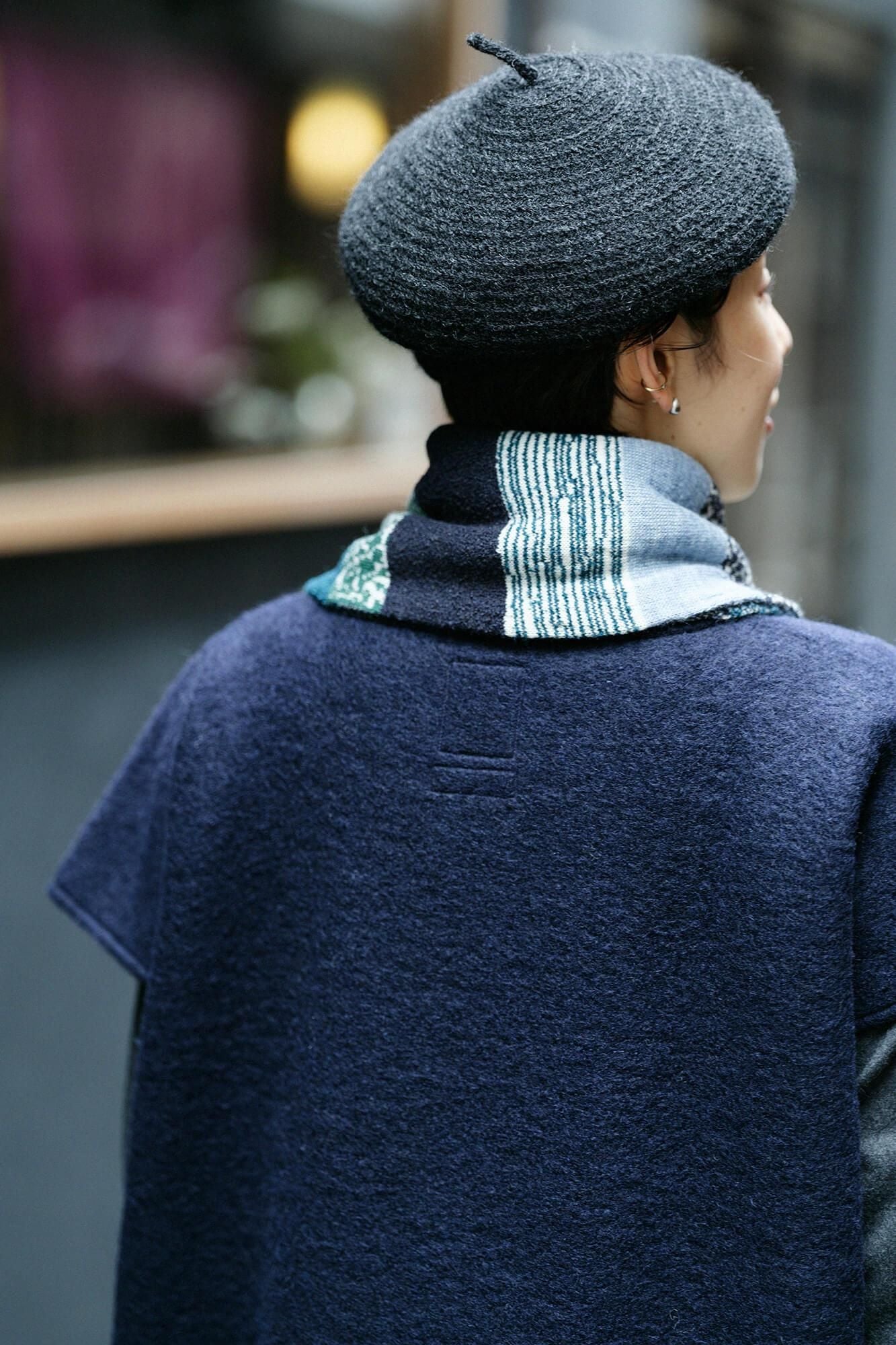 【net限定】舶來羅紗呢絨 長方形洋裝 雙色/深藍色 x SO-SU-U十數 灰藍色