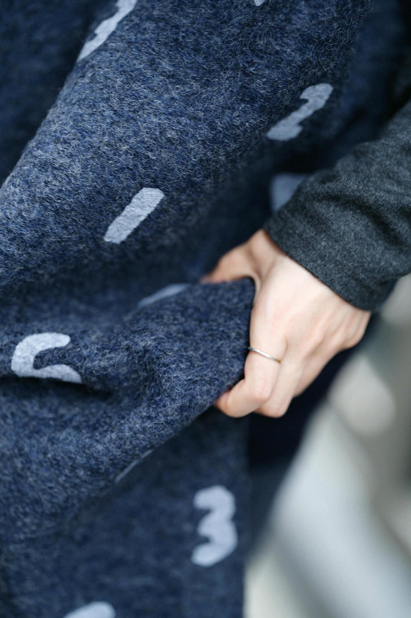 【net限定】舶來羅紗呢絨 長方形洋裝 雙色/深藍色 x SO-SU-U十數 灰藍色