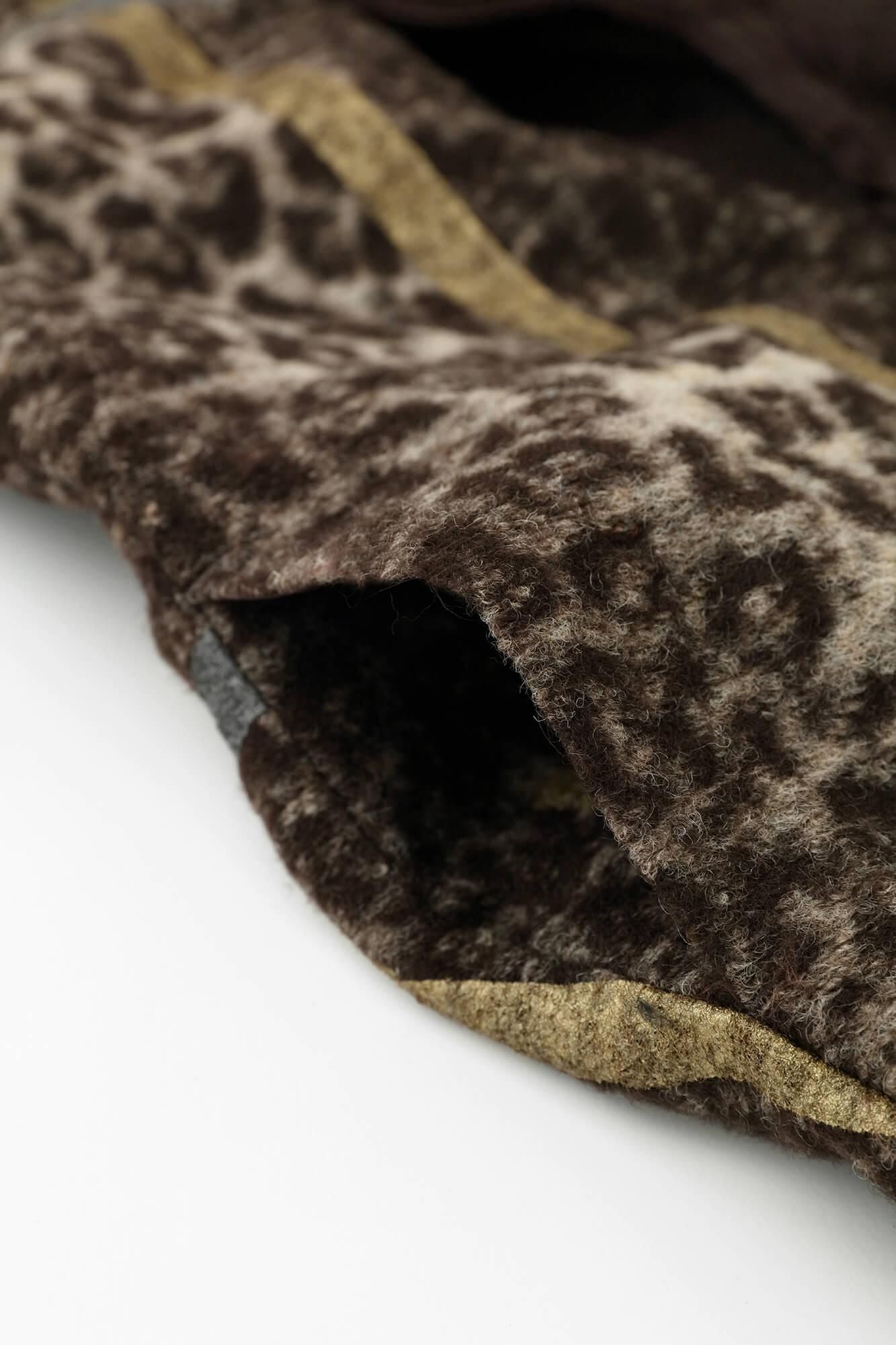 舶來梳毛 針織 頭巾外套 附裡襯/鳶 棕色斑紋