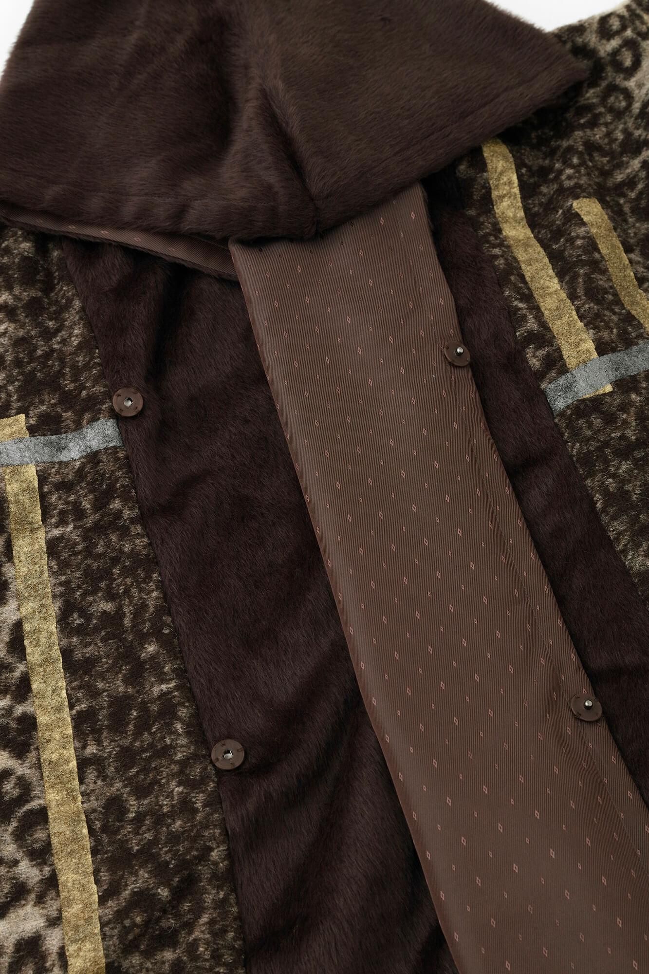 舶來梳毛 針織 頭巾外套 附裡襯/鳶 棕色斑紋