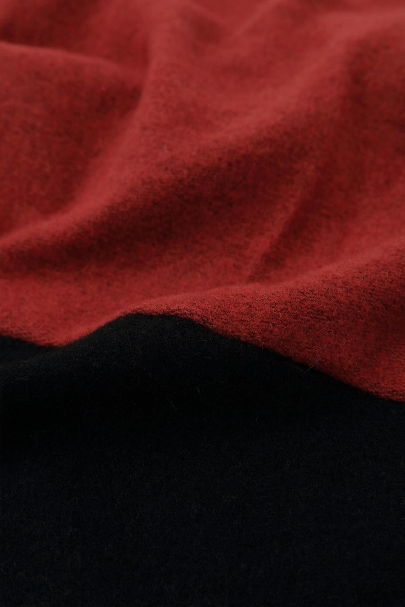 羅紗呢絨 方形上衣 雙色/深紅色x黑色