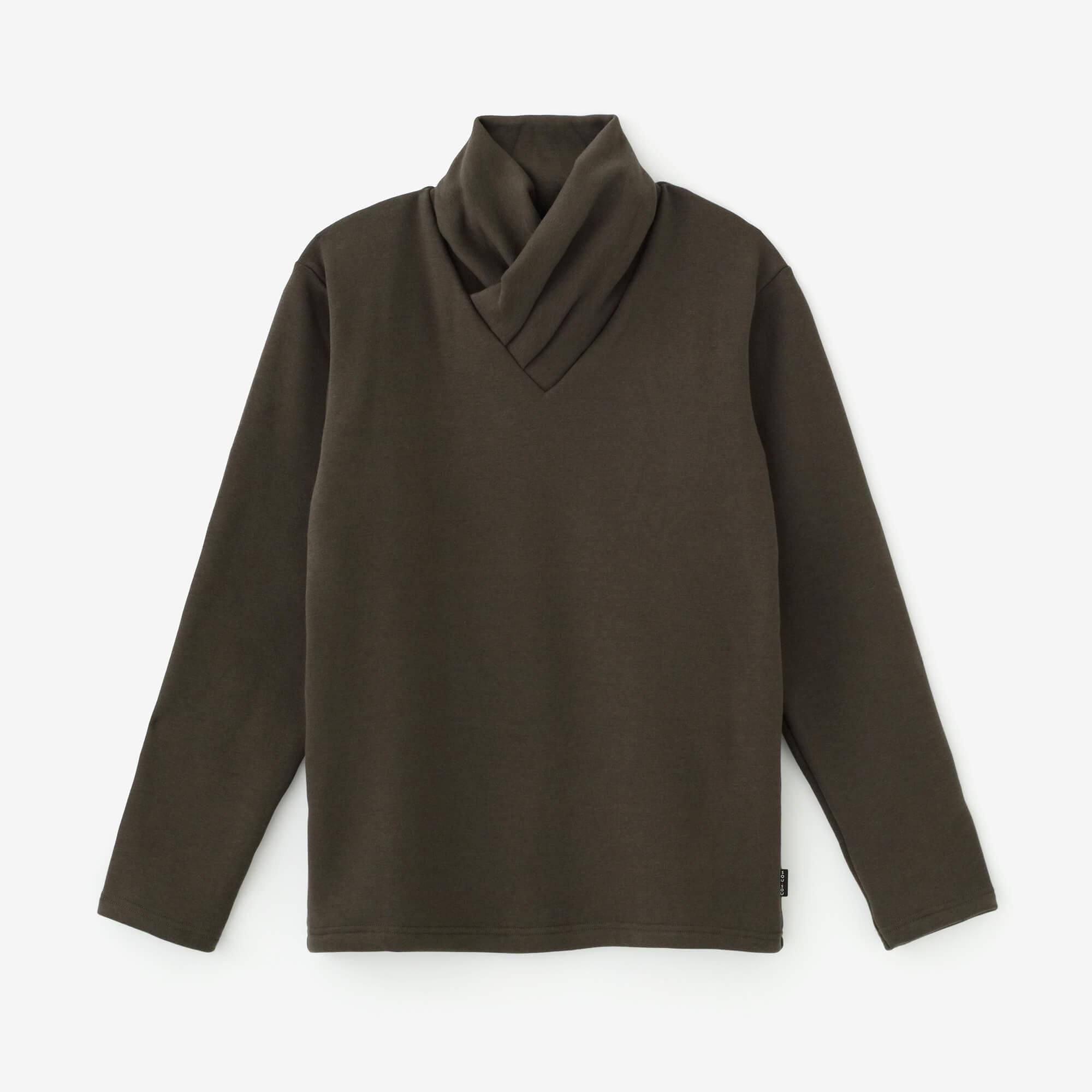 【net limited】Knit Boa Lining Ami Turtle Neck Shirt / Dark Brown