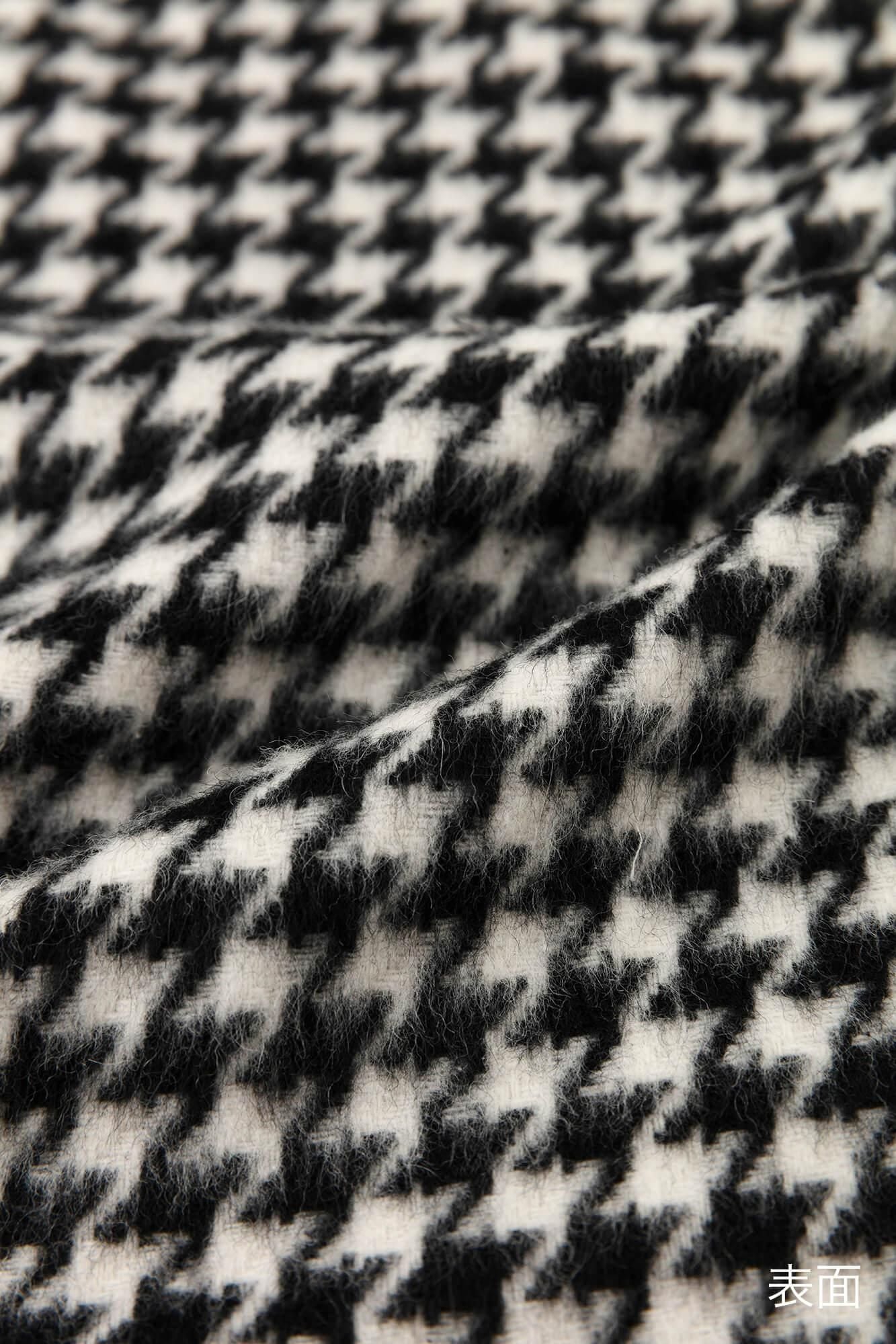 【net限定】梳毛(そもう) 千鳥格子織(ちどりごうしおり) きさらぎ 短丈/濡羽色(ぬればいろ)×生白(きじろ)