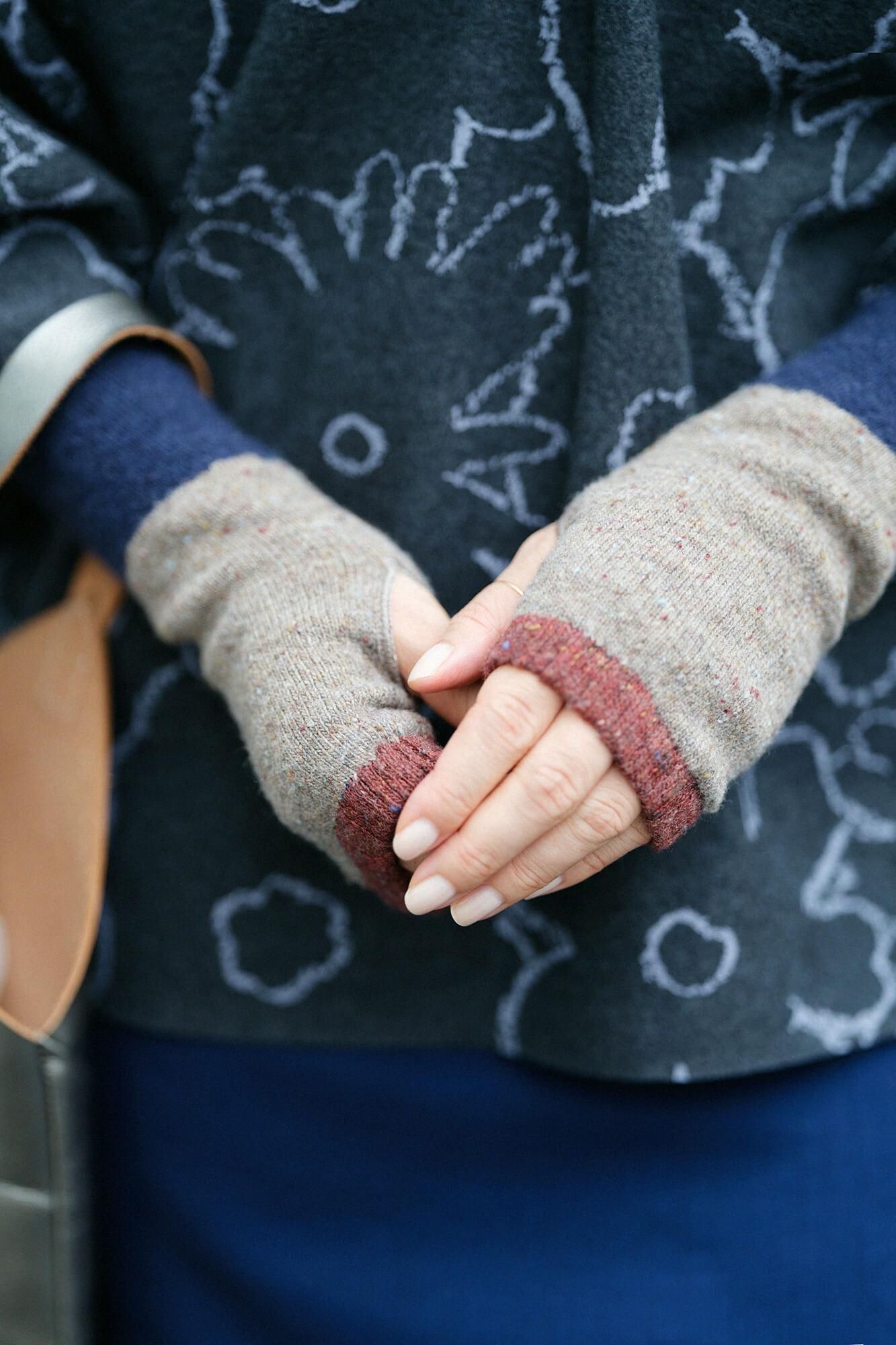 兔毛混紡 袖套/小豆茶色