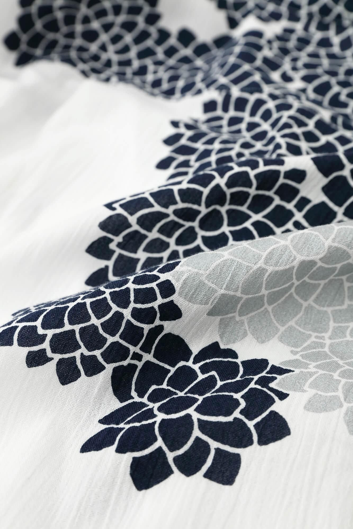 타카시마치지미 20/20 스탠드칼라 셔츠/구름사이에 국화