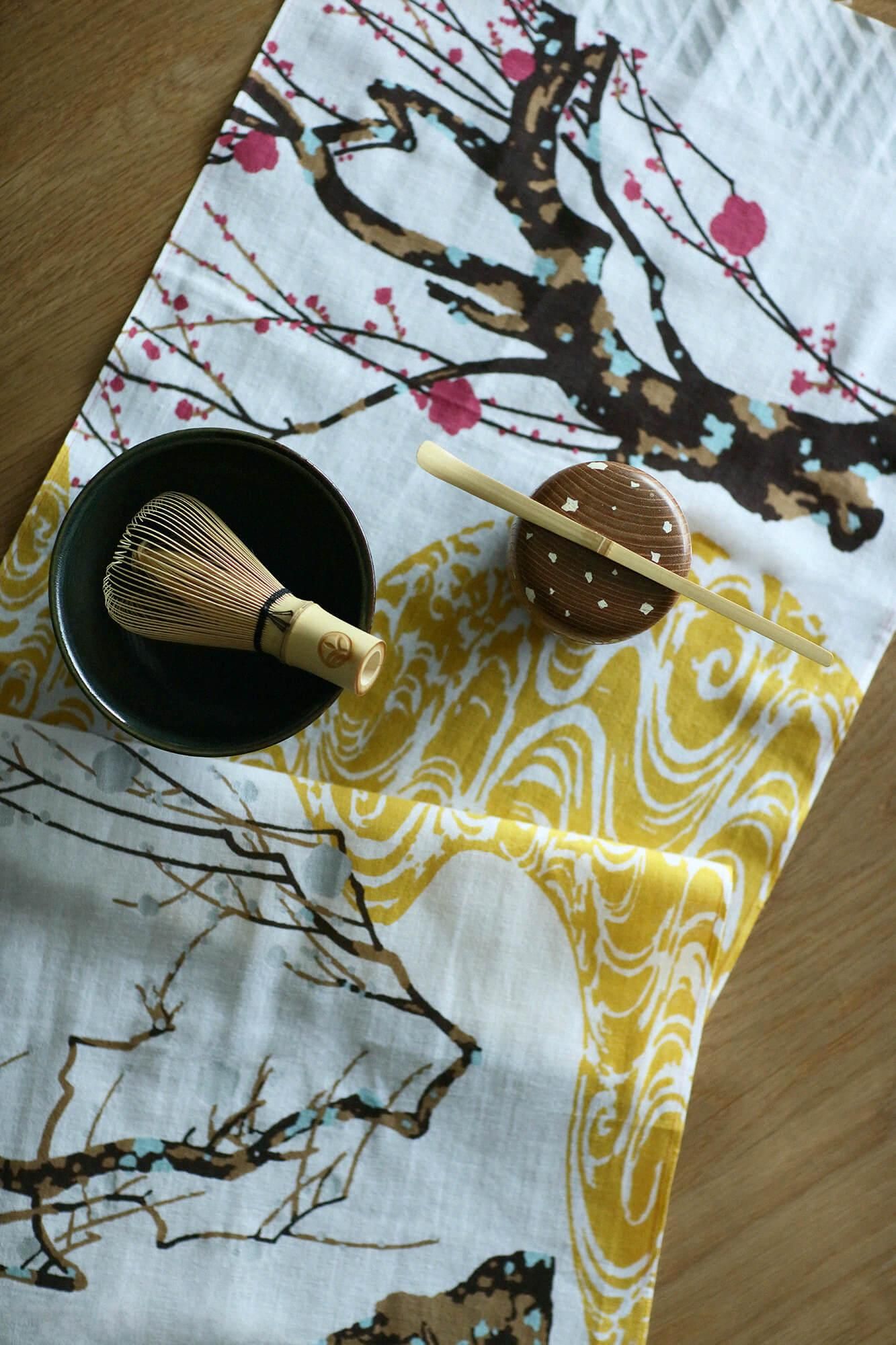 伊勢木棉圖案紋樣手巾/尾形光琳 紅白梅圖屏風 再現