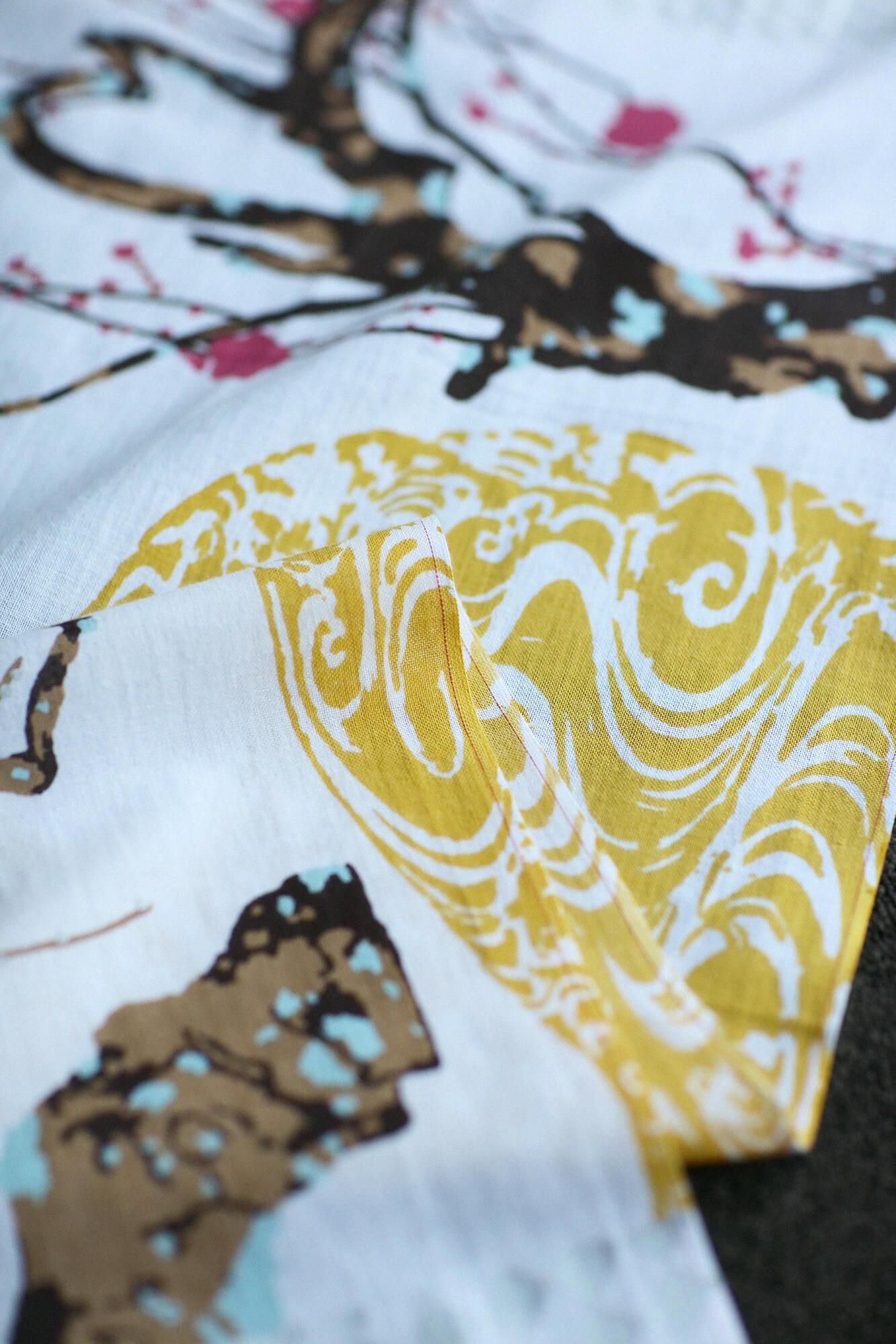 伊勢木棉圖案紋樣手巾/尾形光琳 紅白梅圖屏風 再現