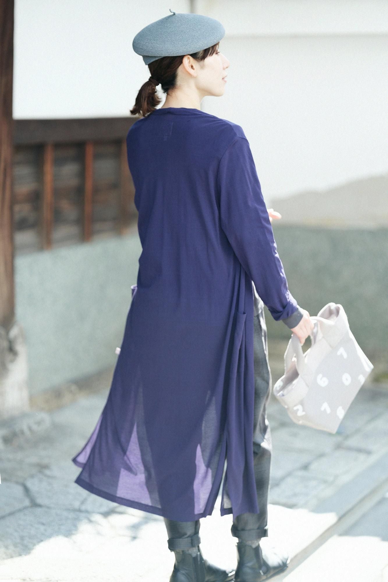 CSS棉 長外套/紫藍色