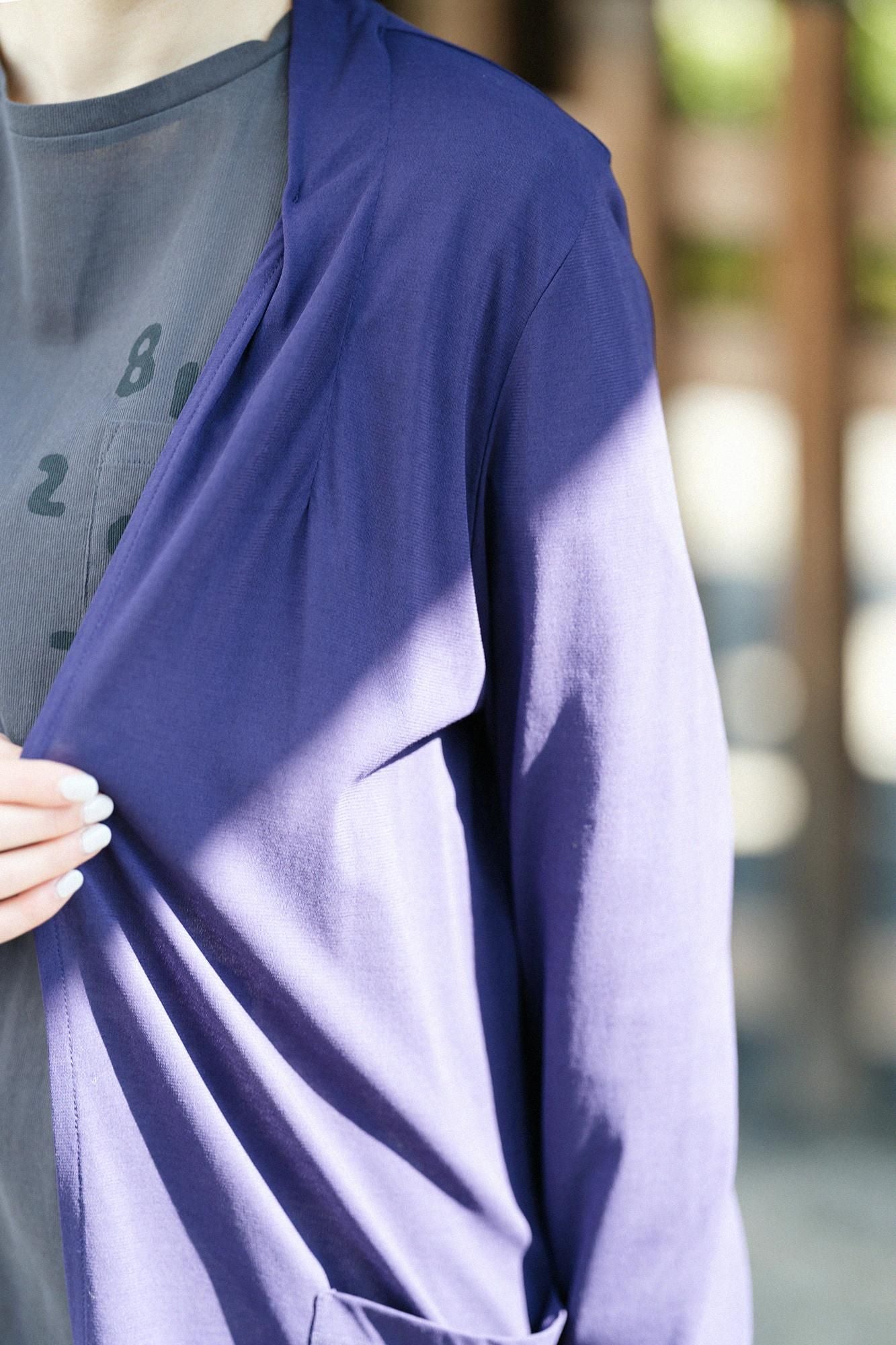 CSS棉 長外套/紫藍色