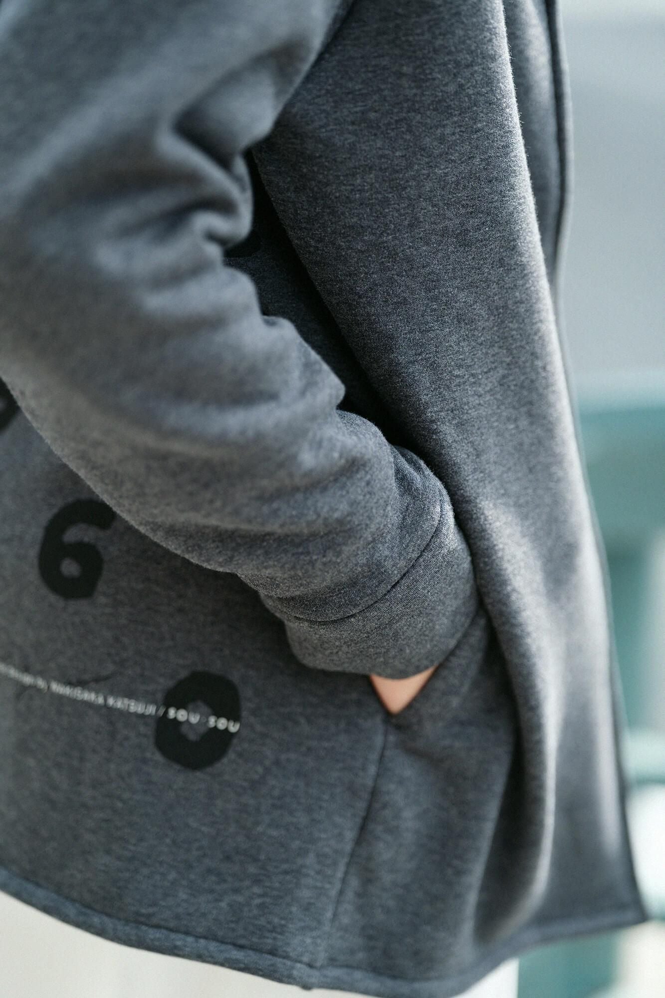 【官網限定】內仿毛針織立領外套/深灰× SO-SU-U十數