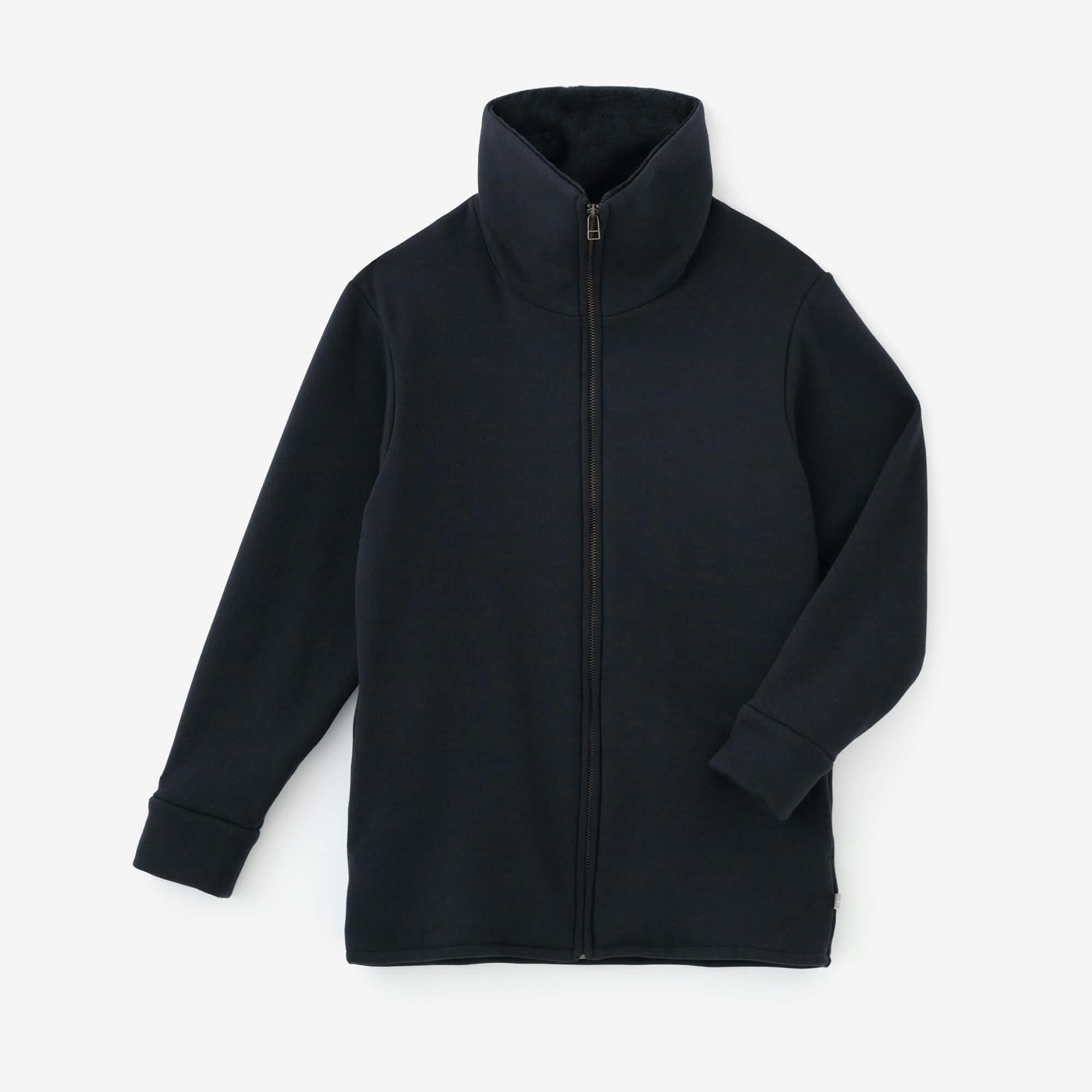 【net limited】Boa Lining Knit High-neck Blouson / Dark Navy x SO-SU-U