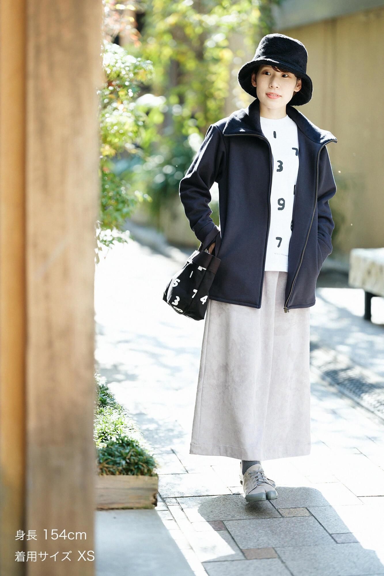 【net limited】Boa Lining Knit High-neck Blouson / Dark Navy x SO-SU-U