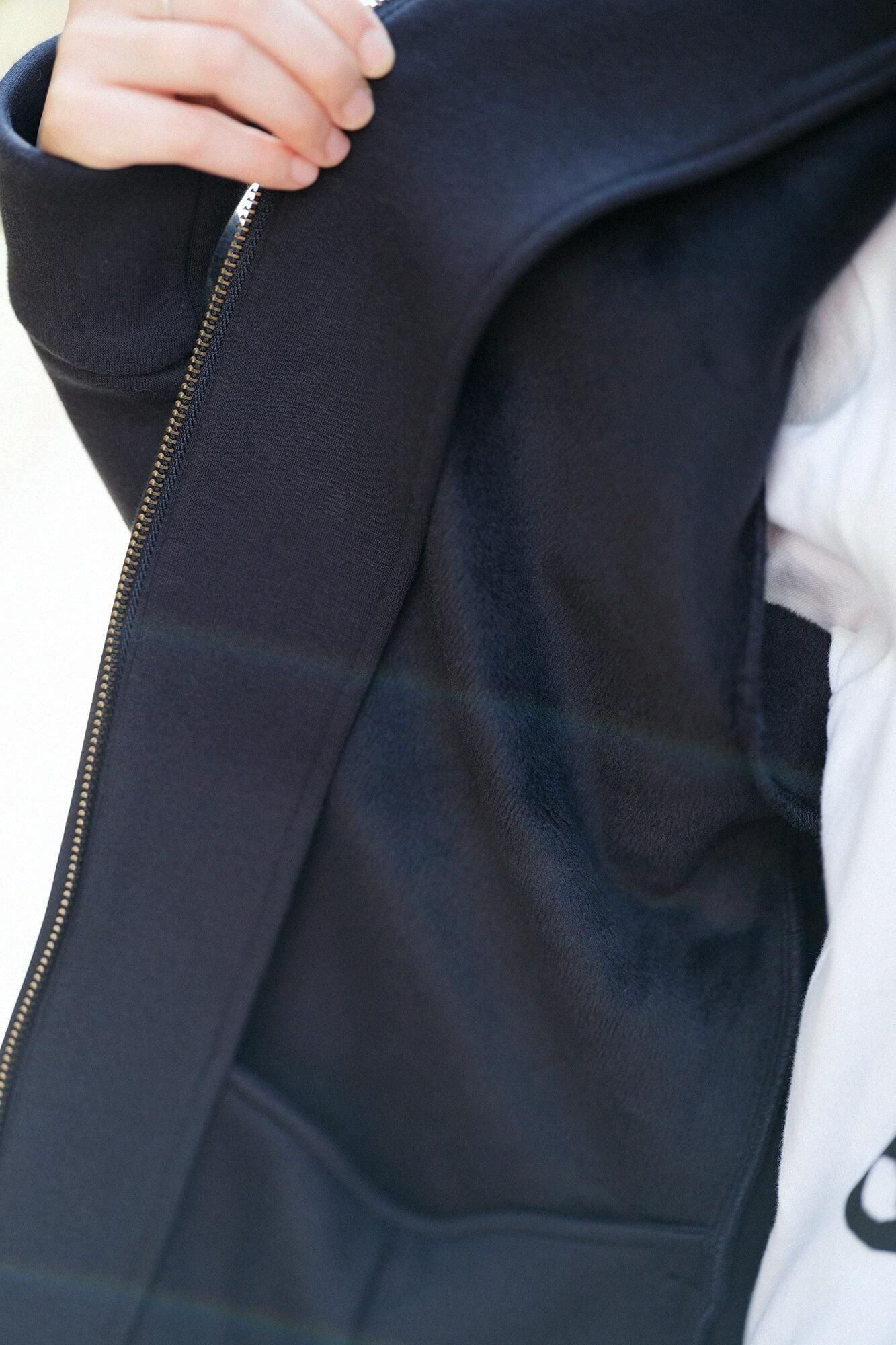 【net limited】Boa Lining Knit High-neck Blouson / Dark Navy x SO-SU-U