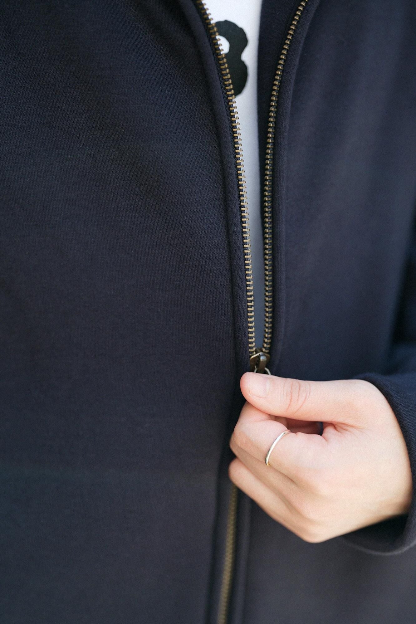 【net limited】Boa Lining Knit High-neck Blouson / Dark Navy x SO-SU-U